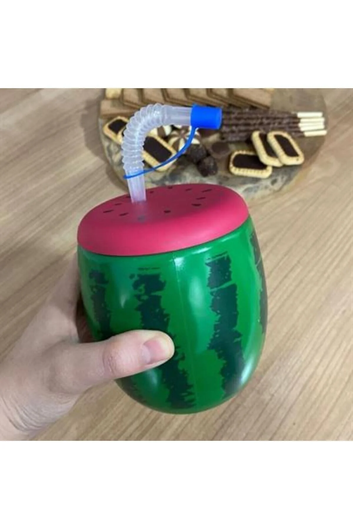 Karpuz Tasarım Kendinden Pipetli 900 ml Suluk Matara - pazariz Görsel 4