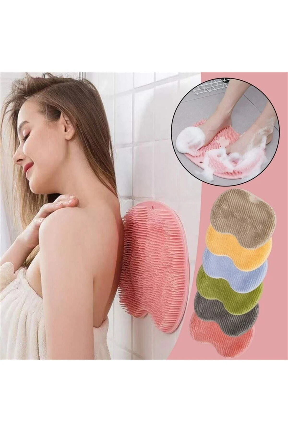 Pazarız Çok Amaçlı Vantuzlu Esnek Yumuşak Banyo El Ayak Vücut Plastik Duş Matı Plastik Banyo Matı