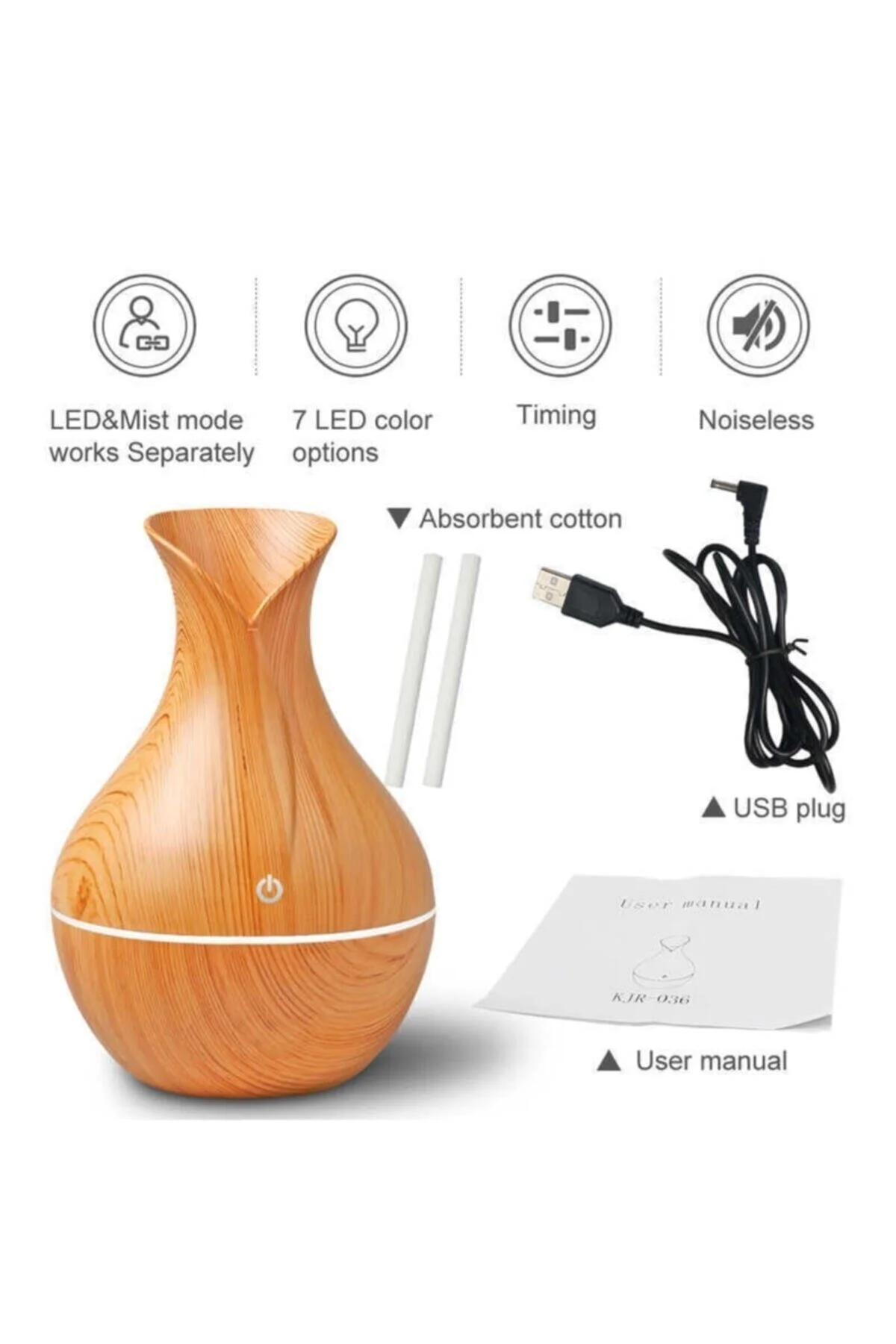 Ultrasonic Aroma Terapi Oda Hava Nemlendirici Led Işıklı Humudifier - pazariz Görsel 7