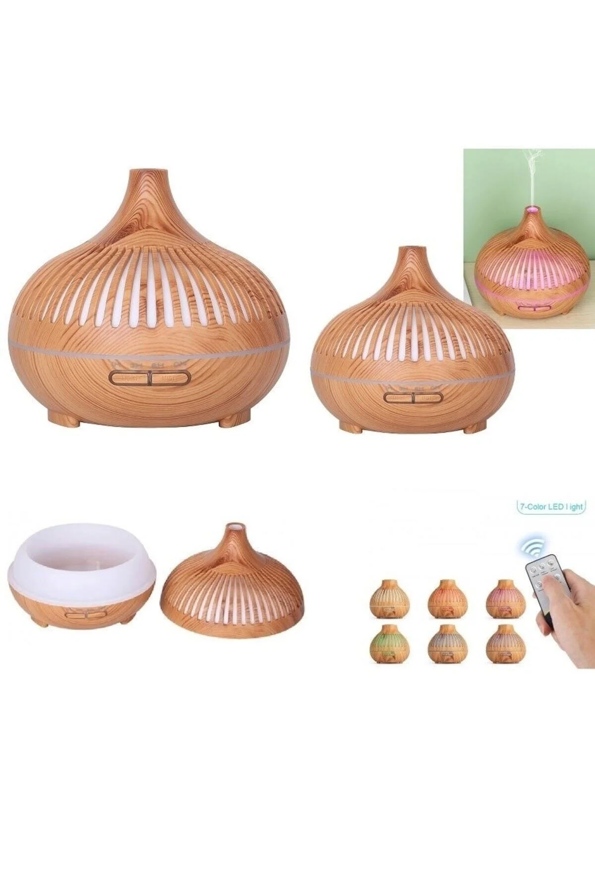 Aroma Difüzörü Buhar Ultrasonik 7 Renk Led Işıklı Aromatik Oda Kokusu Hava Nemlendirici 550 - pazariz Görsel 2