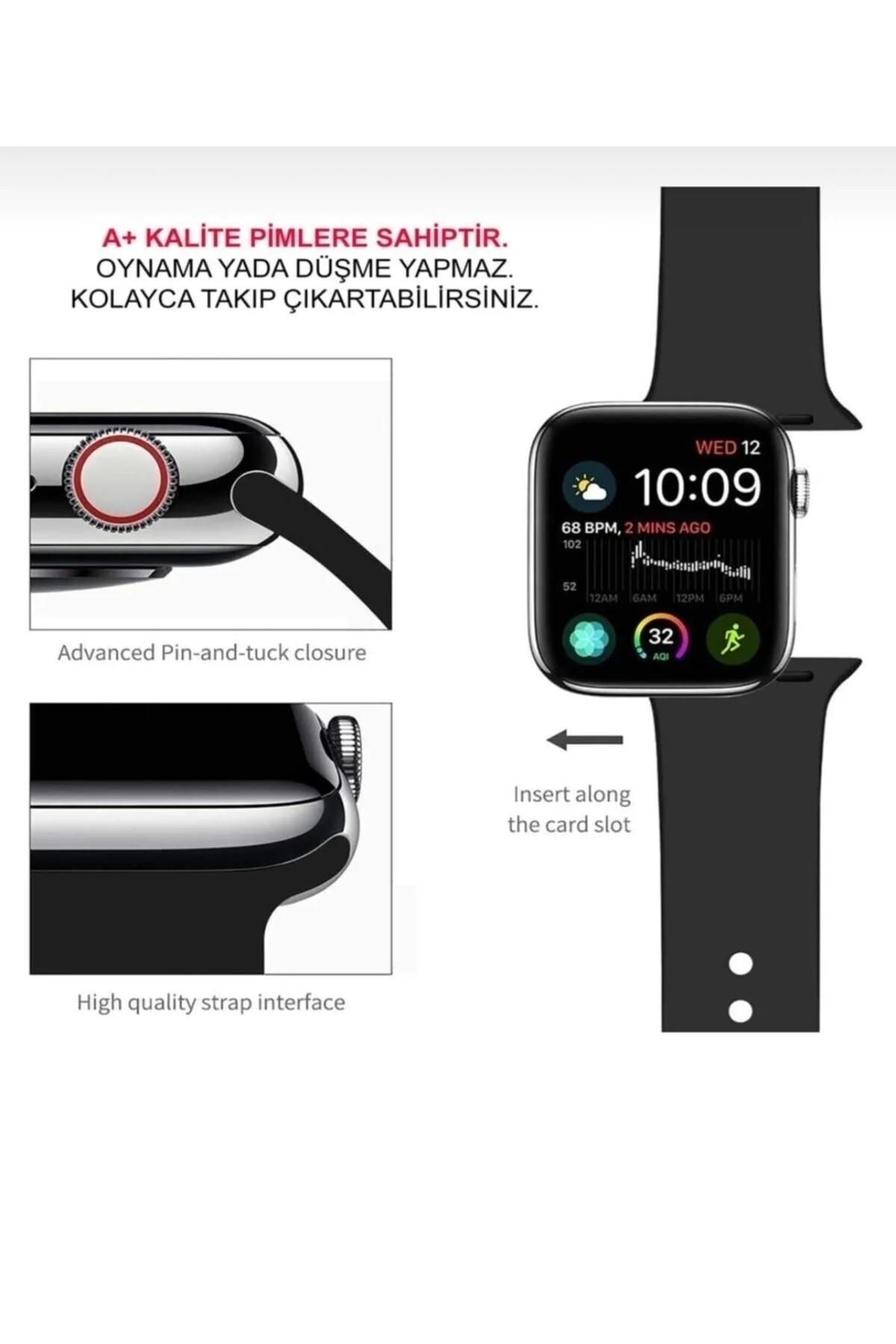 Apple Watch Uyumlu3 4 5 6 7 8 Ultra Se 42/44/45/49 Mm Kordon Kayış Kaliteli Silikon - pazariz Görsel 4
