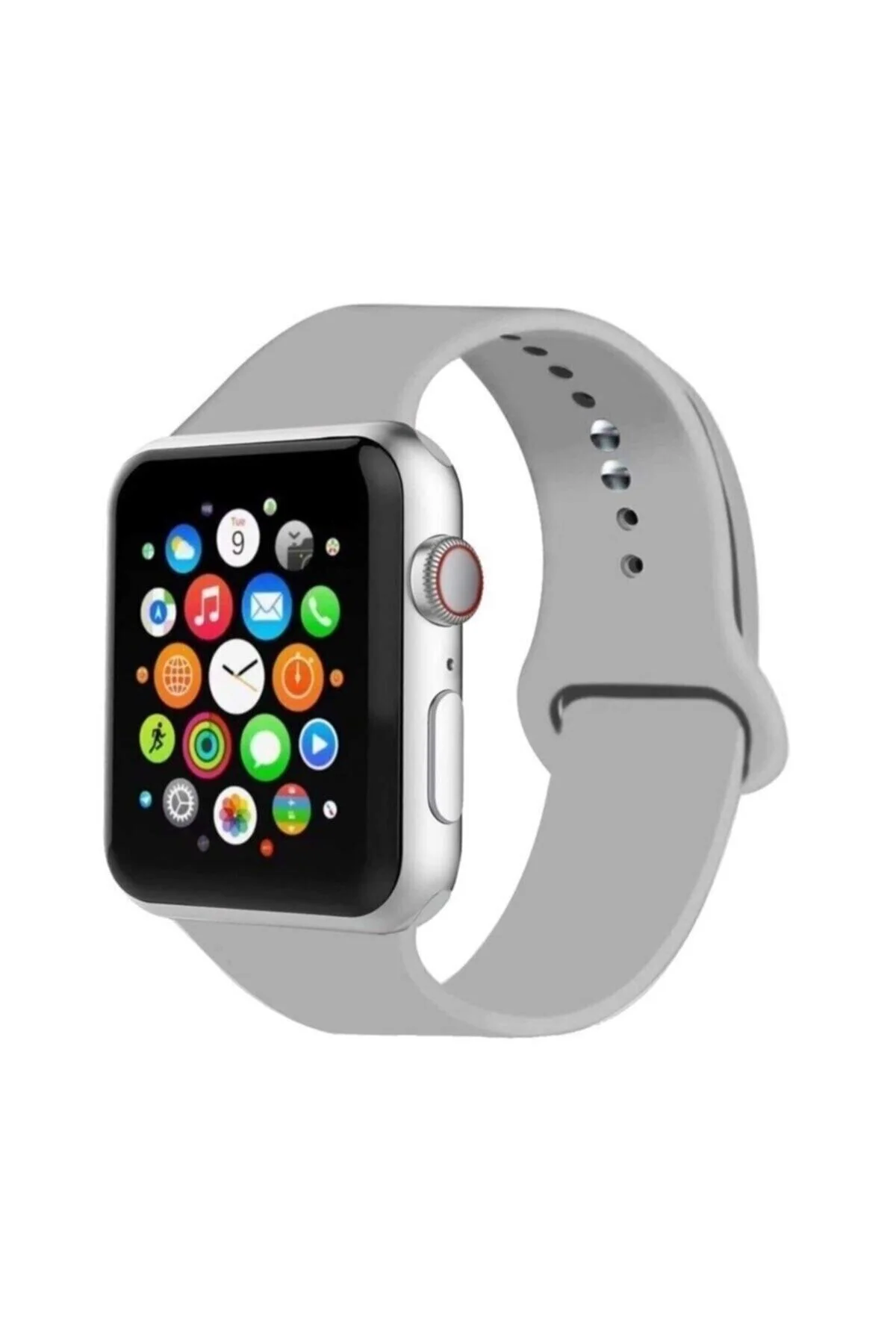 Apple Watch Uyumlu Silikon Delikli Kordon 1 | 2 | 3 | 4 | 5 - 38mm/40mm - Kırmızı Siyah