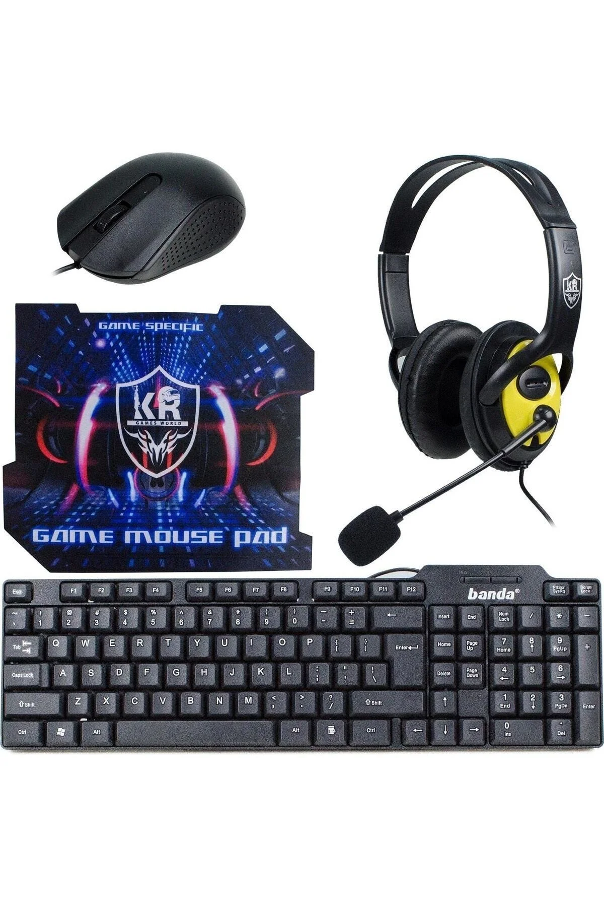 K20 Gaming 4 Parça Oyuncu Seti Klavye Mouse Kulaklık Mouse Pad