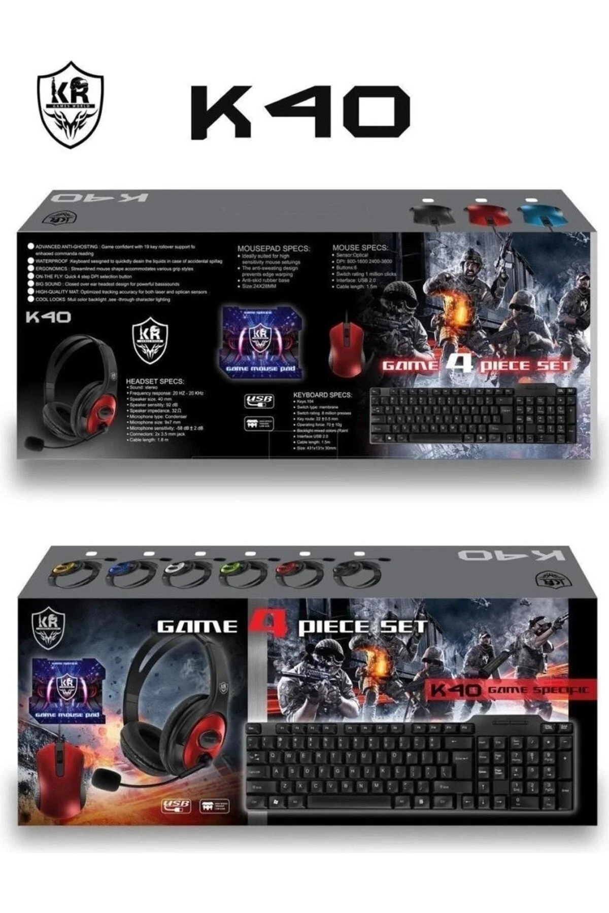 K40 Oyuncu Kulaklık Klavye Mouse Ve Ped Takım Gaming Set