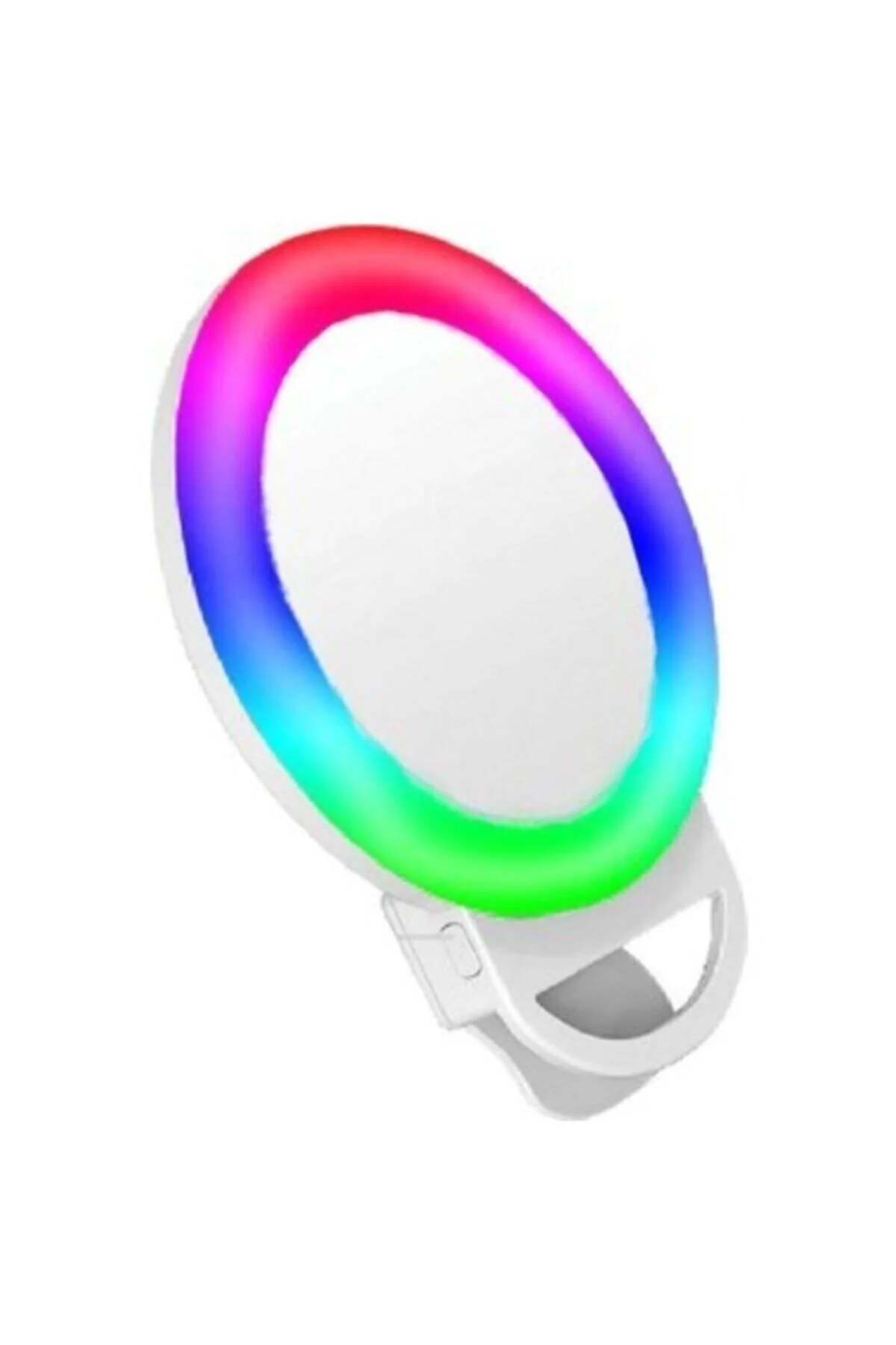 Şarjlı Aynalı Rgb Renkli Ring Light Led Selfie Telefon Pc Yayın Işığı Klipsli 10 Cm