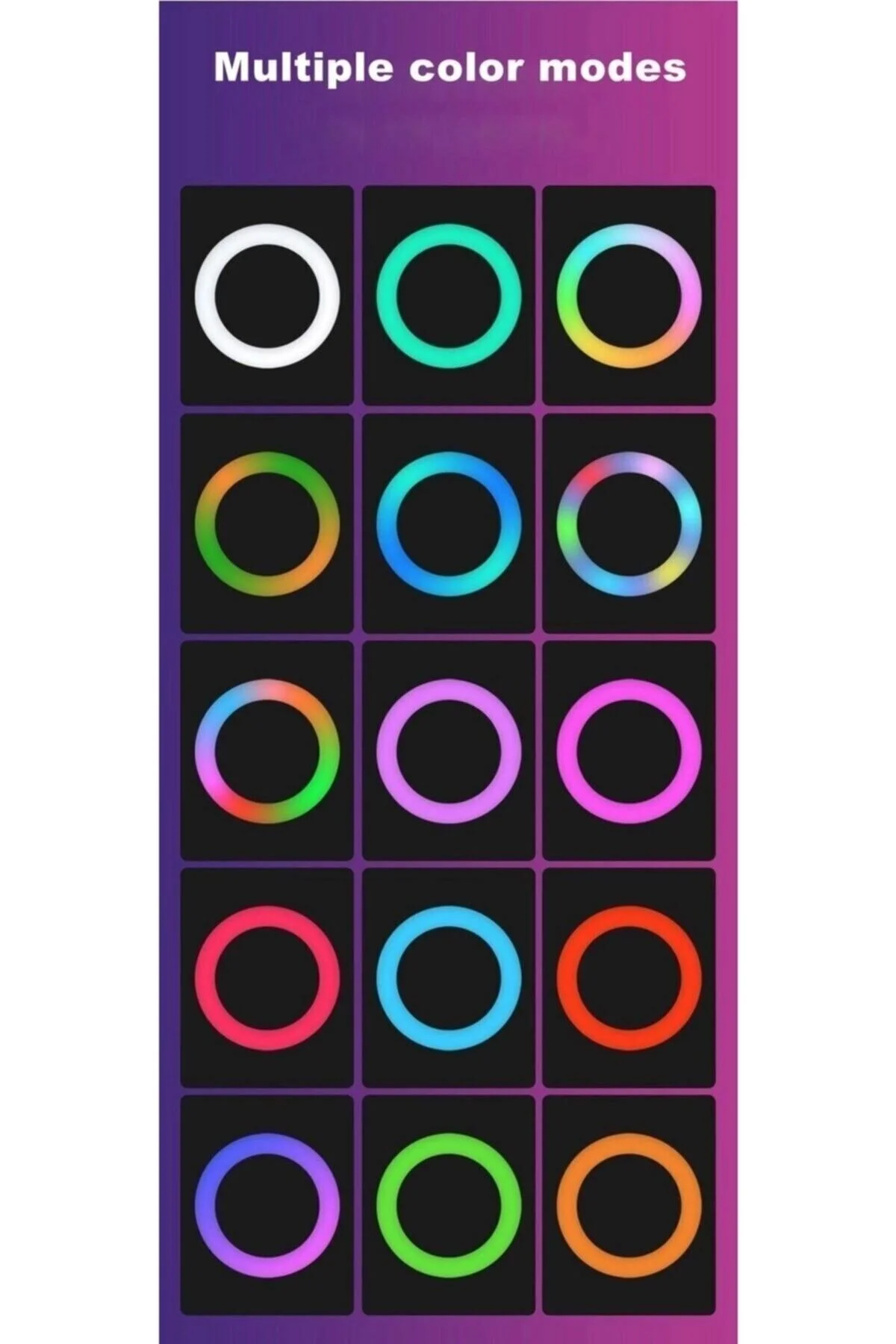 Şarjlı Aynalı Rgb Renkli Ring Light Led Selfie Telefon Pc Yayın Işığı Klipsli 10 Cm - pazariz Görsel 3