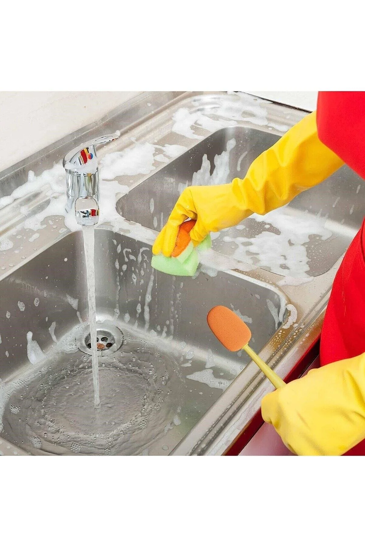 3 In 1 Çok Fonksiyonlu Havuç Şekilli Uzun Sap Şişe Fincan Biberon Temizleme Fırçası - pazariz Görsel 2