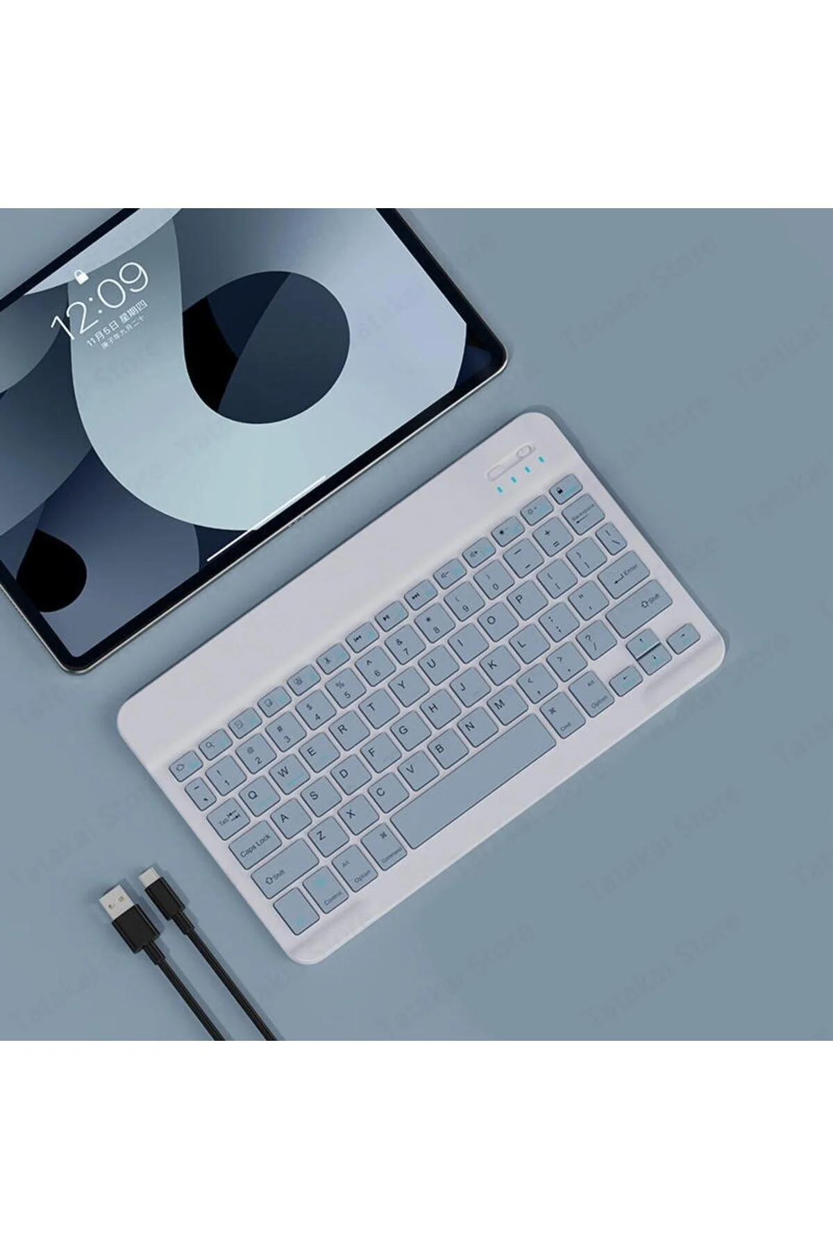 Klavye Mouse Seti Klavye Mouse Set Mini Kablosuz 2.4G Wirelless Multimedya Beyaz - pazariz Görsel 3