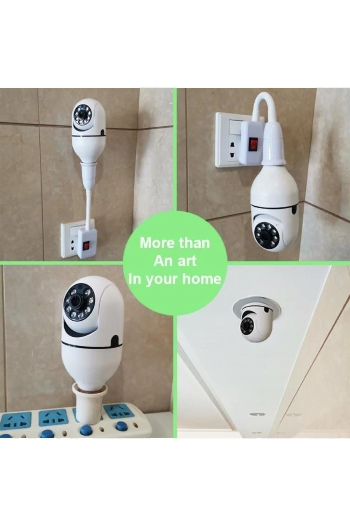 Wifi 360 Panoramik Ampul Kamera Gece Görüş Ses Akıllı Hareket Algılayıcı - pazariz Görsel 6