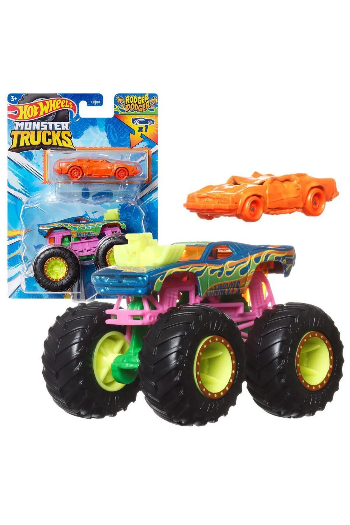 Monstr Trucks ve Araba Seti 1:64 Arabalar RODGER DODGER GRH81-HWN37
