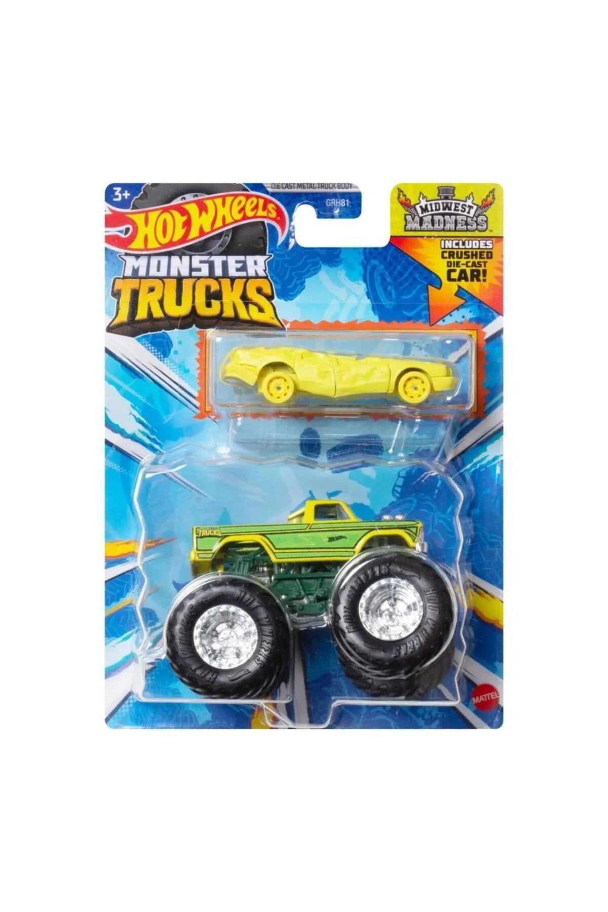 Monstr Trucks ve Araba Seti 1:64 Arabalar Midwest Madness GRH81-HWN42 - HOT WHEELS Görsel 2