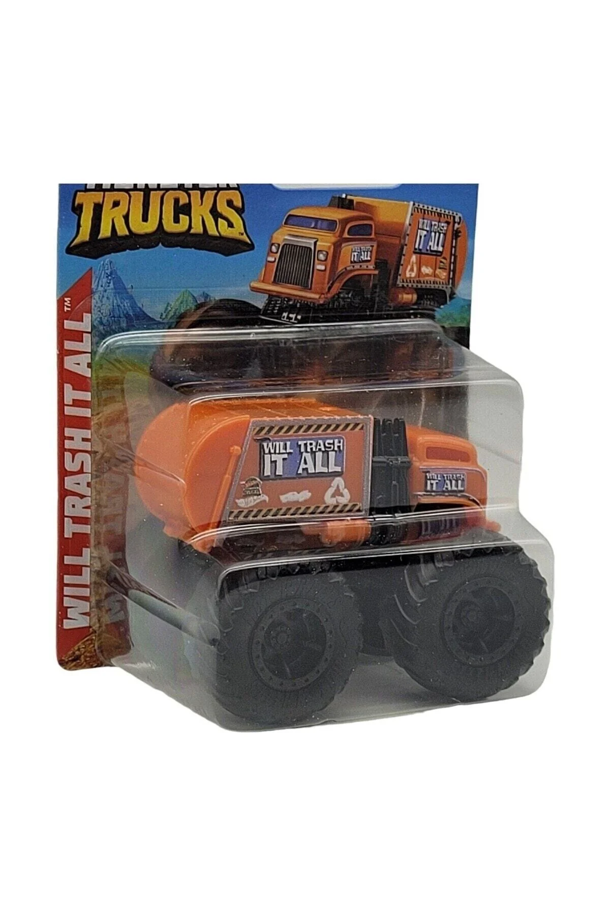 Monster Truck Will Trash It All Orange Garbage Mattel 2022 1/64 - HOT WHEELS Görsel 5