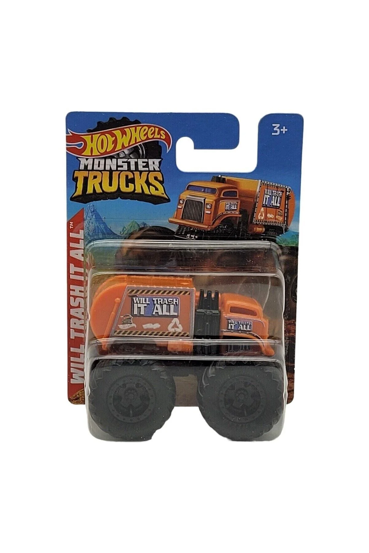 Monster Truck Will Trash It All Orange Garbage Mattel 2022 1/64 - HOT WHEELS Görsel 2