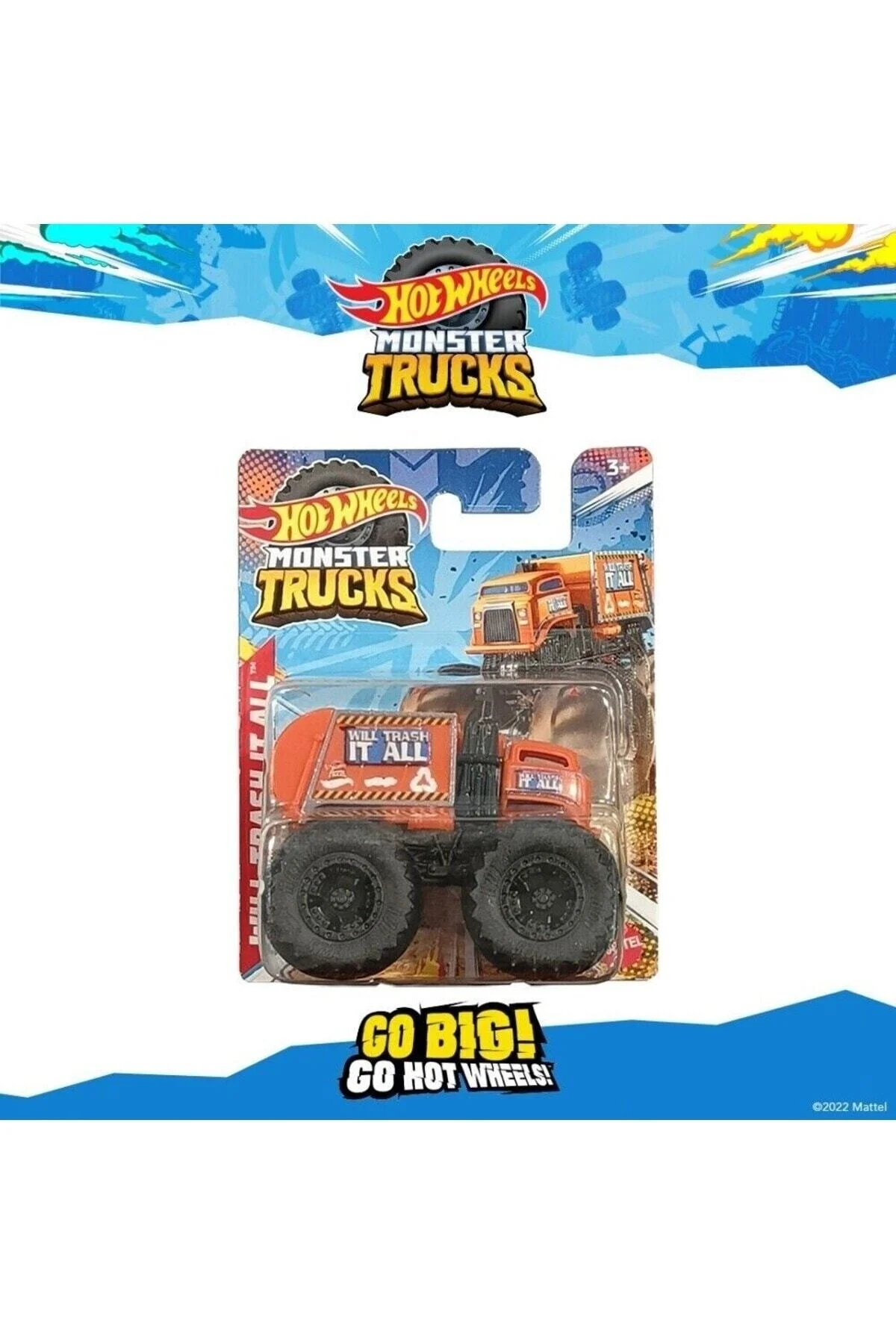 Monster Truck Will Trash It All Orange Garbage Mattel 2022 1/64