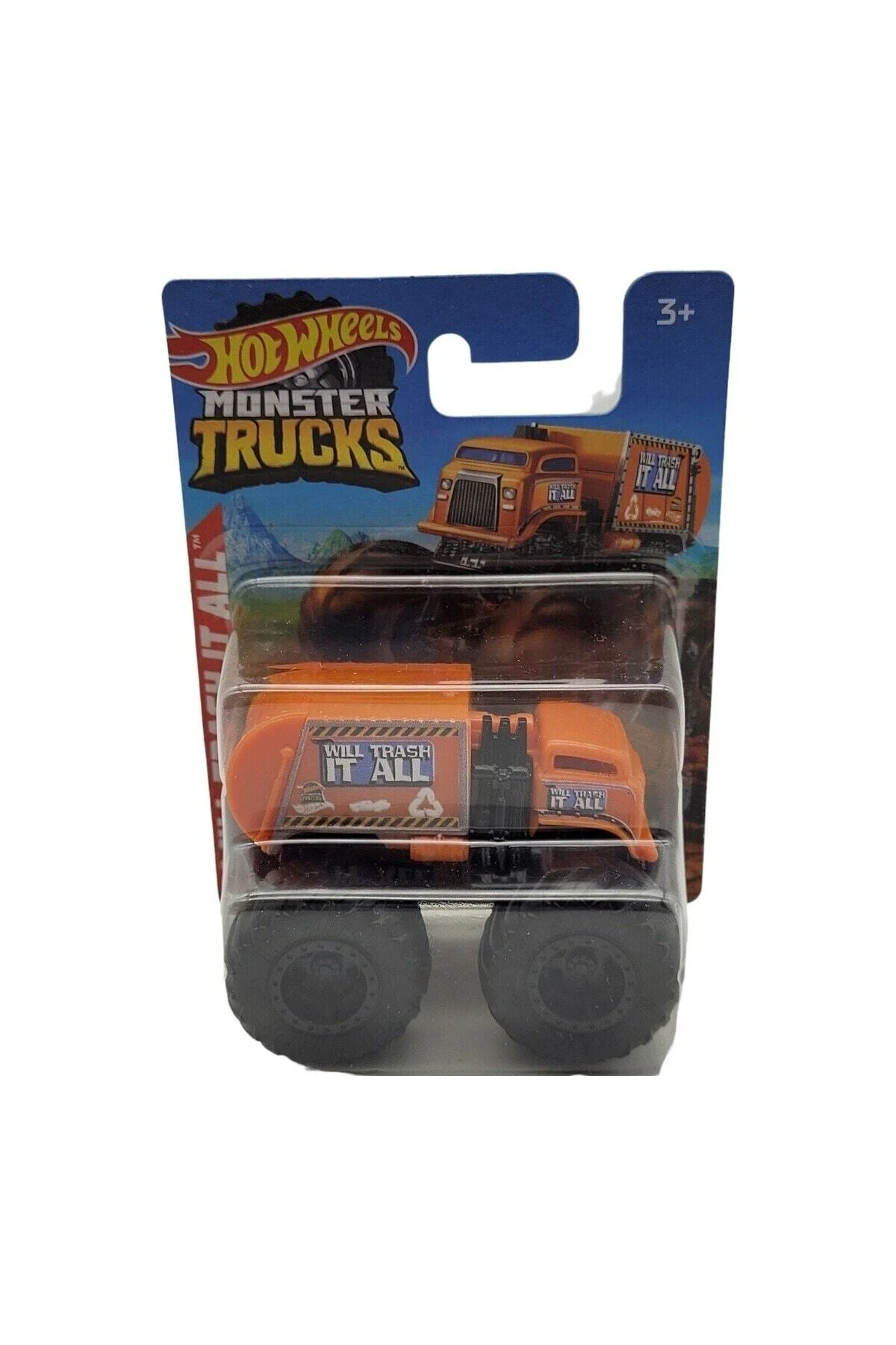 Monster Truck Will Trash It All Orange Garbage Mattel 2022 1/64 - HOT WHEELS Görsel 4