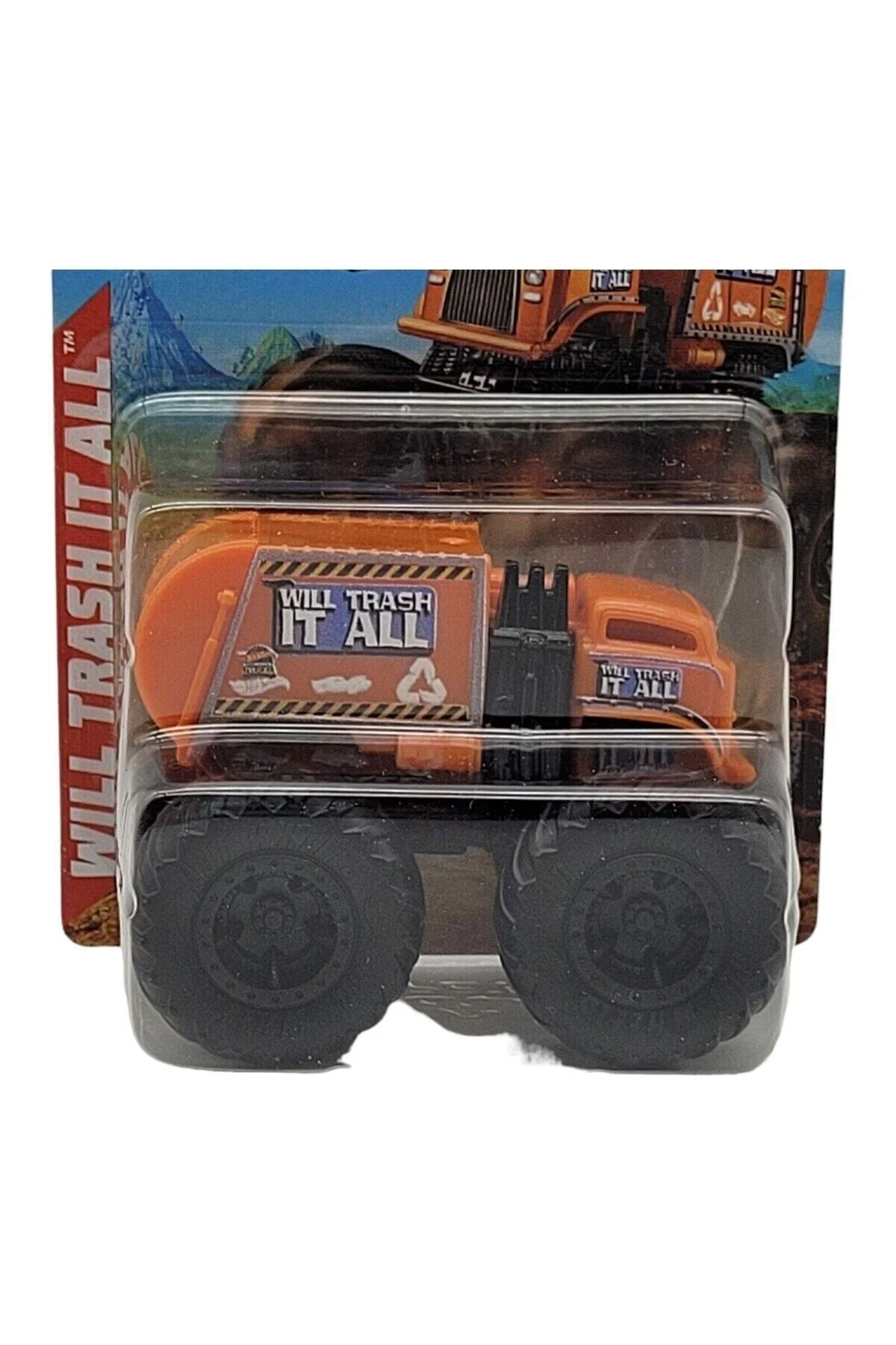 Monster Truck Will Trash It All Orange Garbage Mattel 2022 1/64 - HOT WHEELS Görsel 3