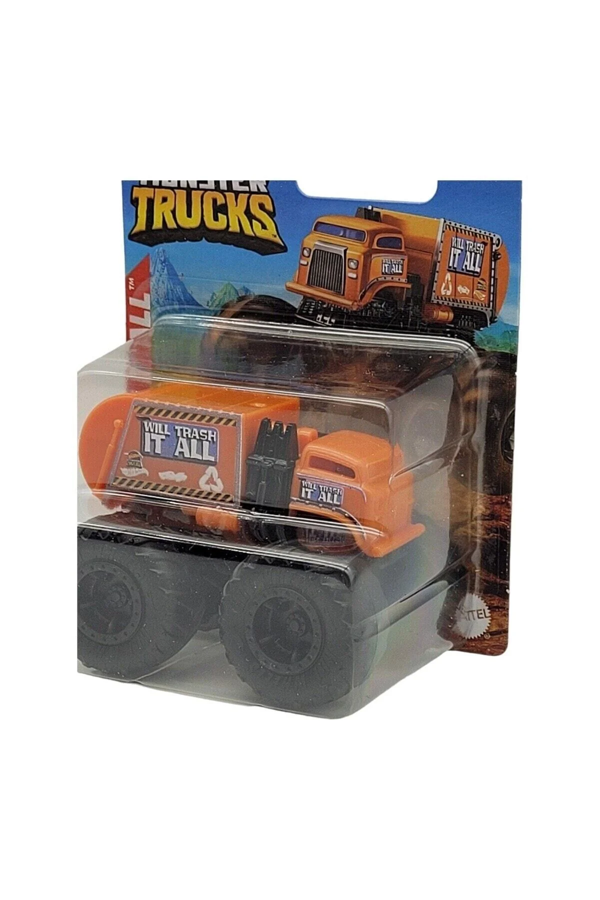 Monster Truck Will Trash It All Orange Garbage Mattel 2022 1/64 - HOT WHEELS Görsel 6
