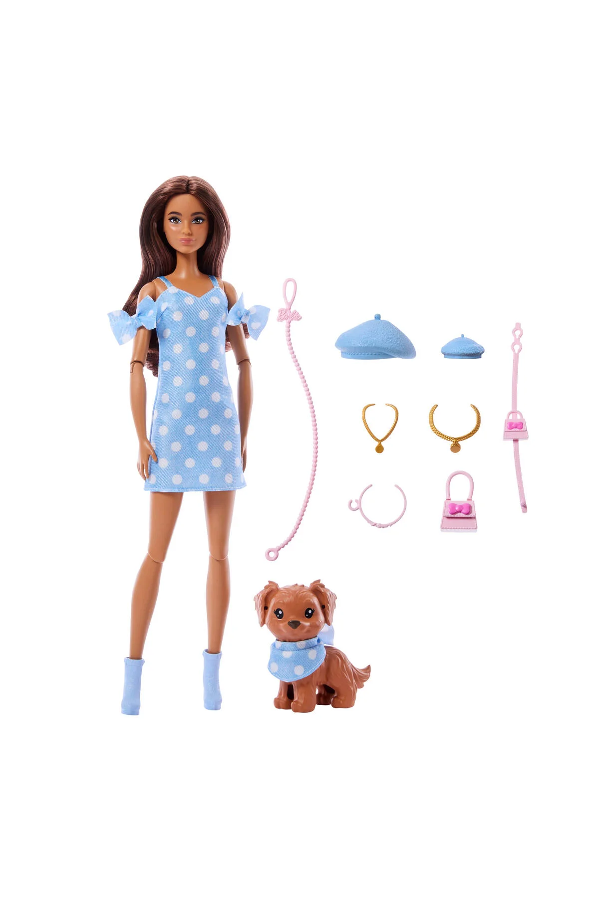 Uyumlu Dostlar Kahverengi Saçlı Bebek ve Köpekçiği JFP38 - Barbie Görsel 5