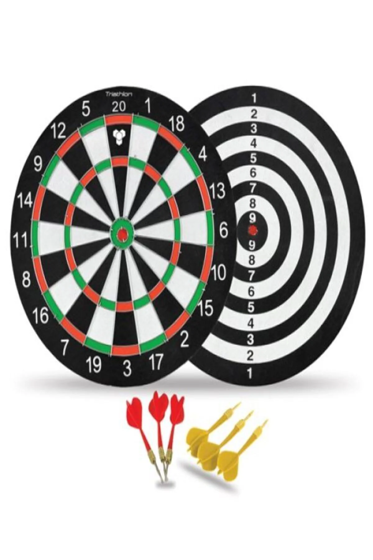 T107 Dart Seti | 36×36 cm Çift Taraflı Dart Tahtası | 6 Adet Çelik Oklu Hedef Oyunu
