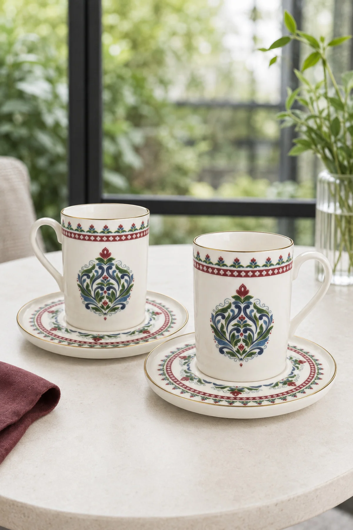 Tabak Evi Porselen Firuze Kahve Fincan Takımı 90cc 4 Parça 2 Kişilik - tabakevi Görsel 3