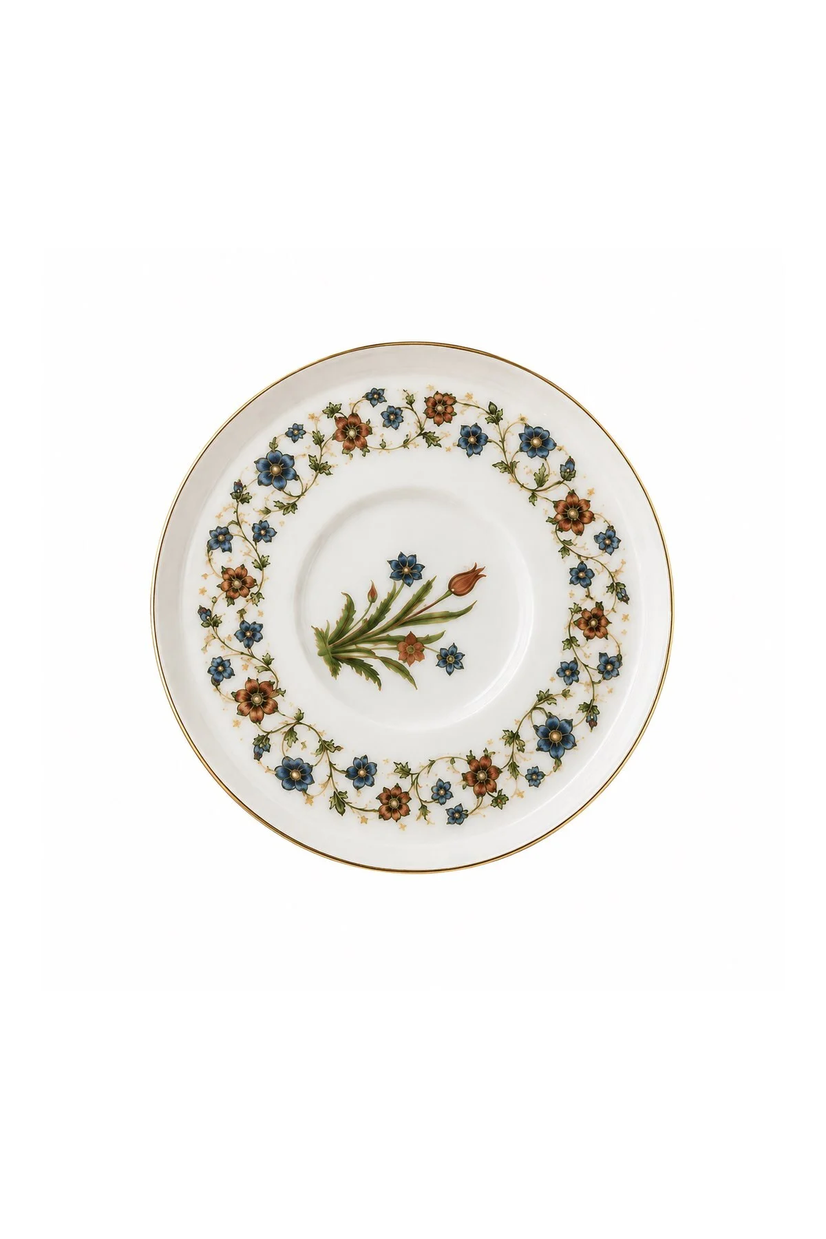 Tabak Evi Porselen Lalezar Altın Yaldızlı Çay Tabağı 12cm Taban Çapı 5cm 2 li - tabakevi Görsel 2