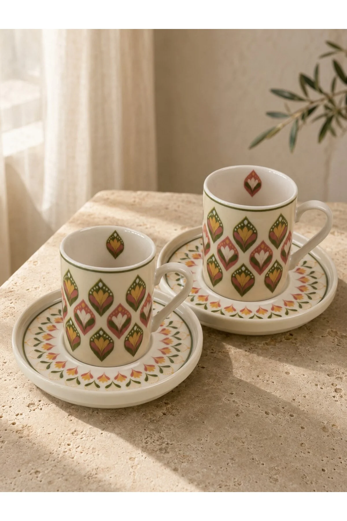 Tabak Evi Porselen Mandala Kahve Fincan Takımı 90cc 4 Parça 2 Kişilik - tabakevi Görsel 2