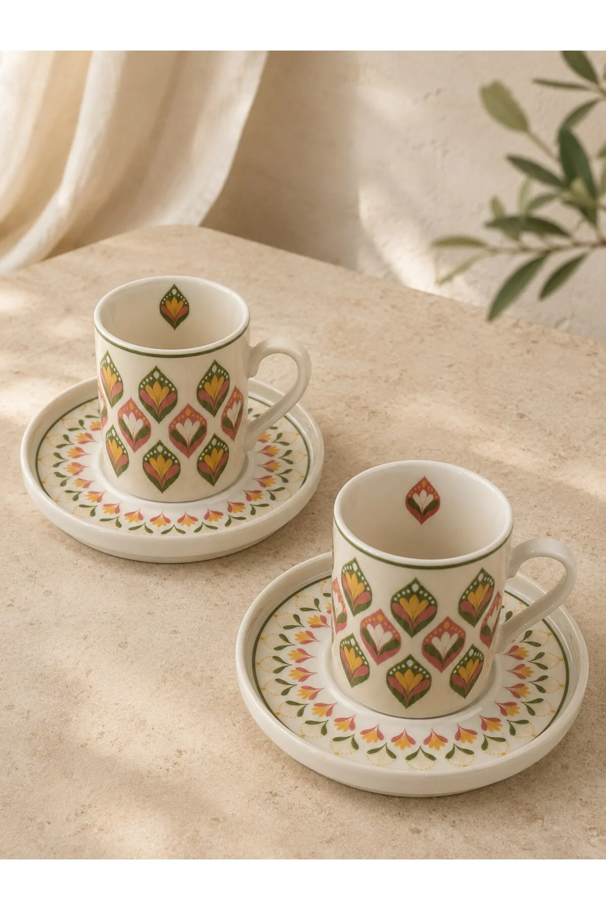 Tabak Evi Porselen Mandala Kahve Fincan Takımı 90cc 4 Parça 2 Kişilik
