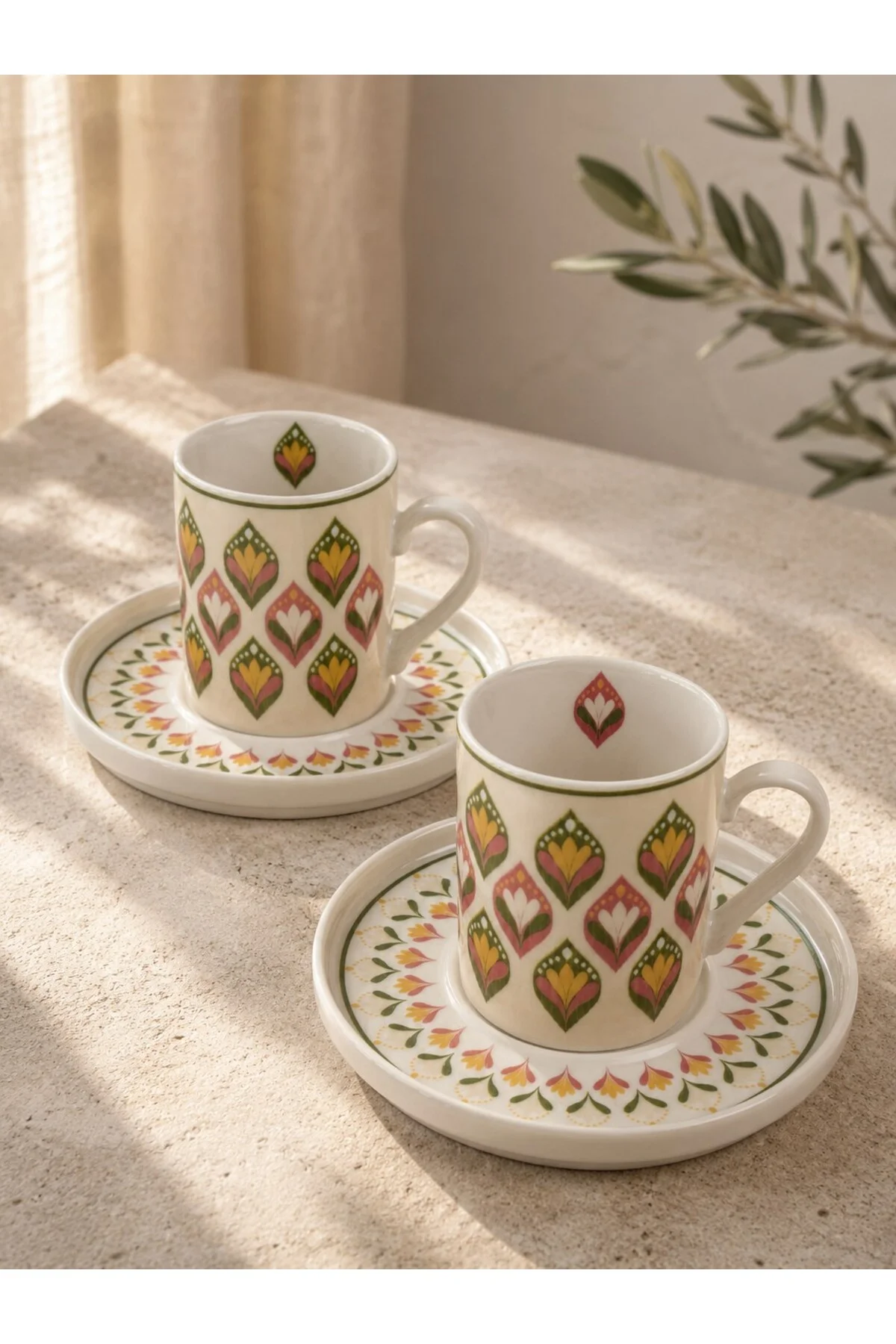 Tabak Evi Porselen Mandala Kahve Fincan Takımı 90cc 4 Parça 2 Kişilik - tabakevi Görsel 3