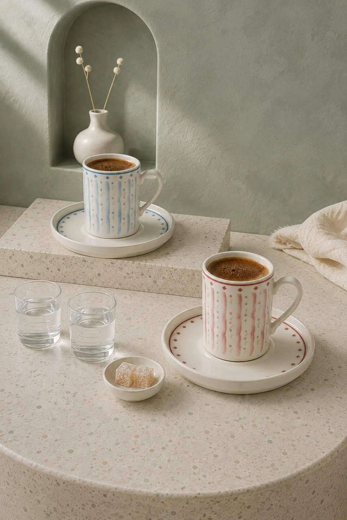 Tabak Evi Porselen Macaron Kahve Fincan Takımı 90cc 4 Parça 2 Kişilik - tabakevi Görsel 3