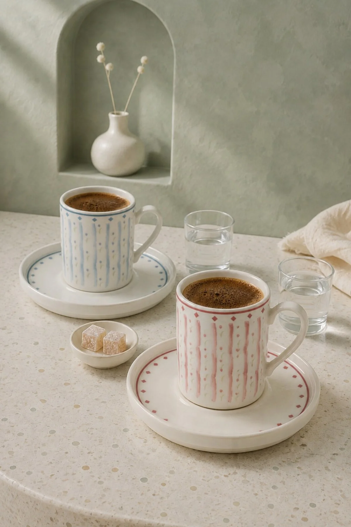 Tabak Evi Porselen Macaron Kahve Fincan Takımı 90cc 4 Parça 2 Kişilik - tabakevi Görsel 2