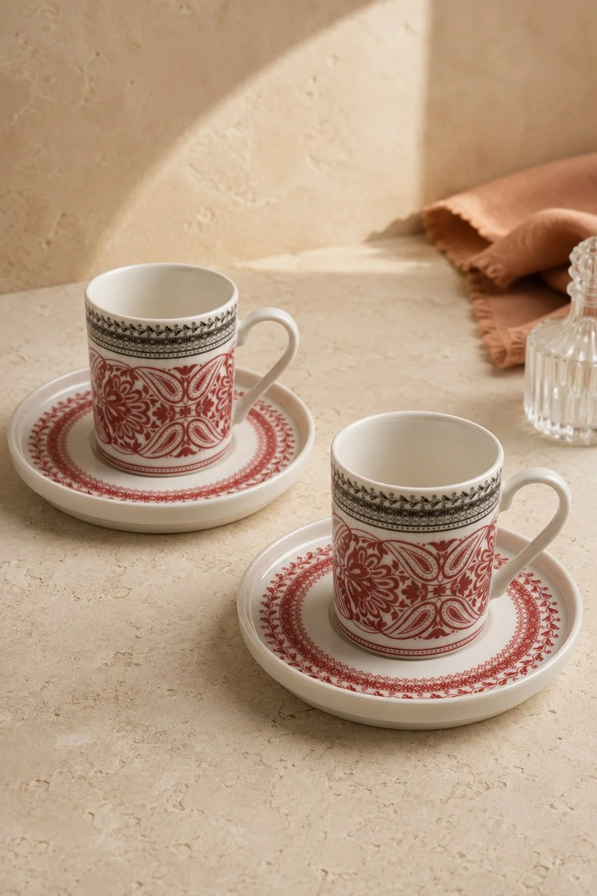 Tabak Evi Porselen Henna Kahve Fincan Takımı 90cc 4 Parça 2 Kişilik
