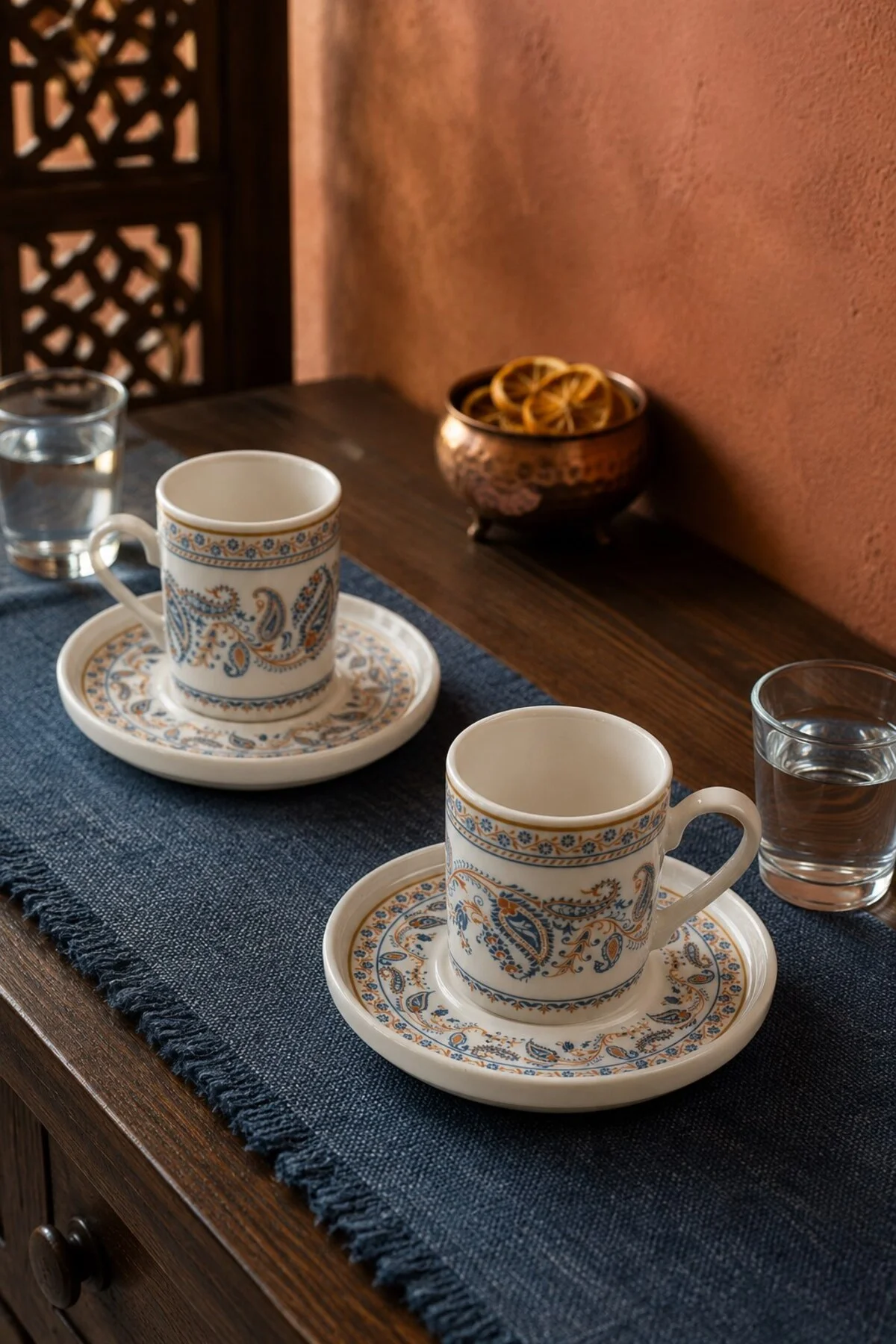 Tabak Evi Porselen Safir Kahve Fincan Takımı 90cc 4 Parça 2 Kişilik