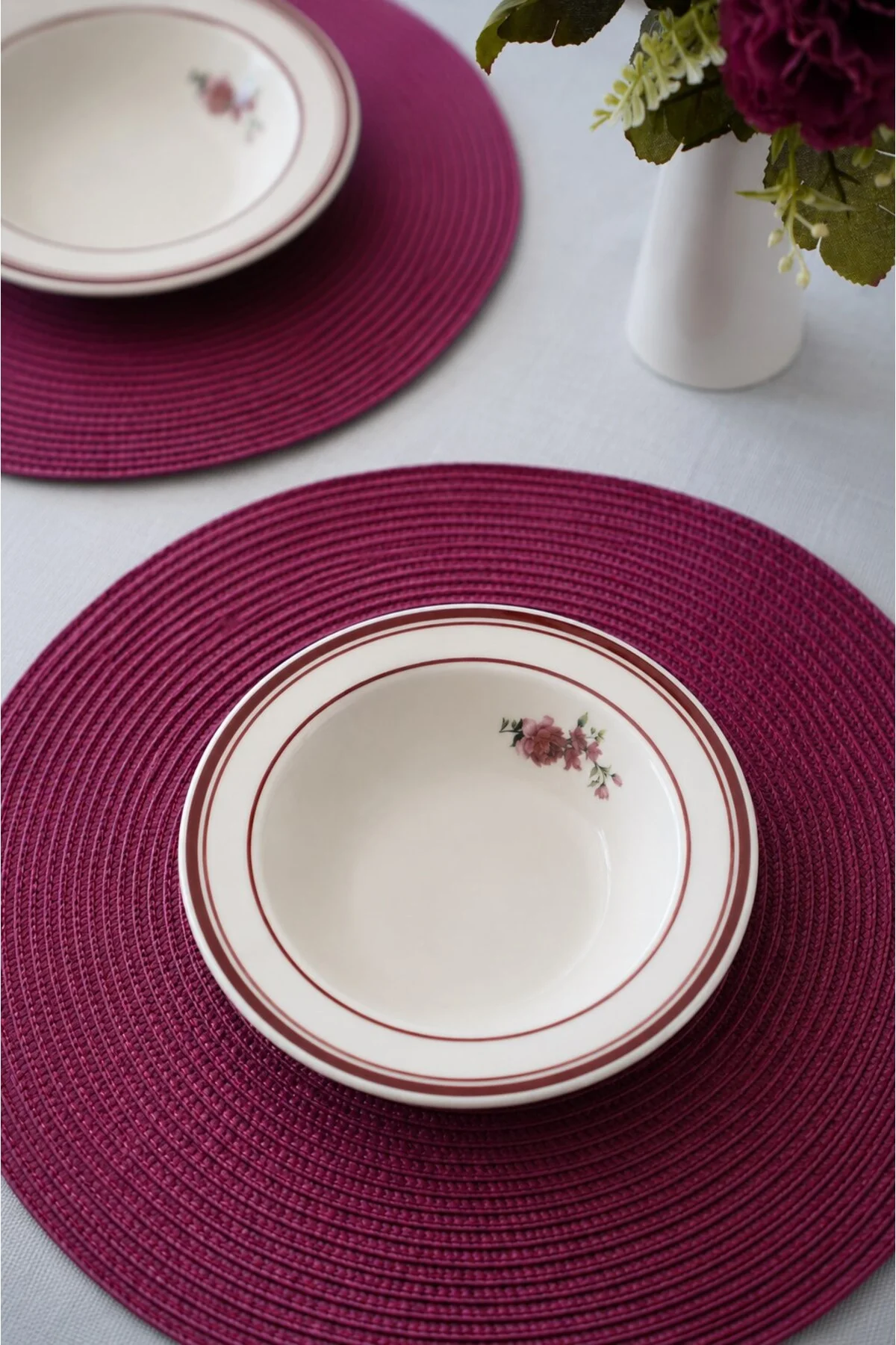 Tabak Evi Porselen Monica Maroon Yemek Takımı 6 Kişilik 24 Parça - tabakevi Görsel 8