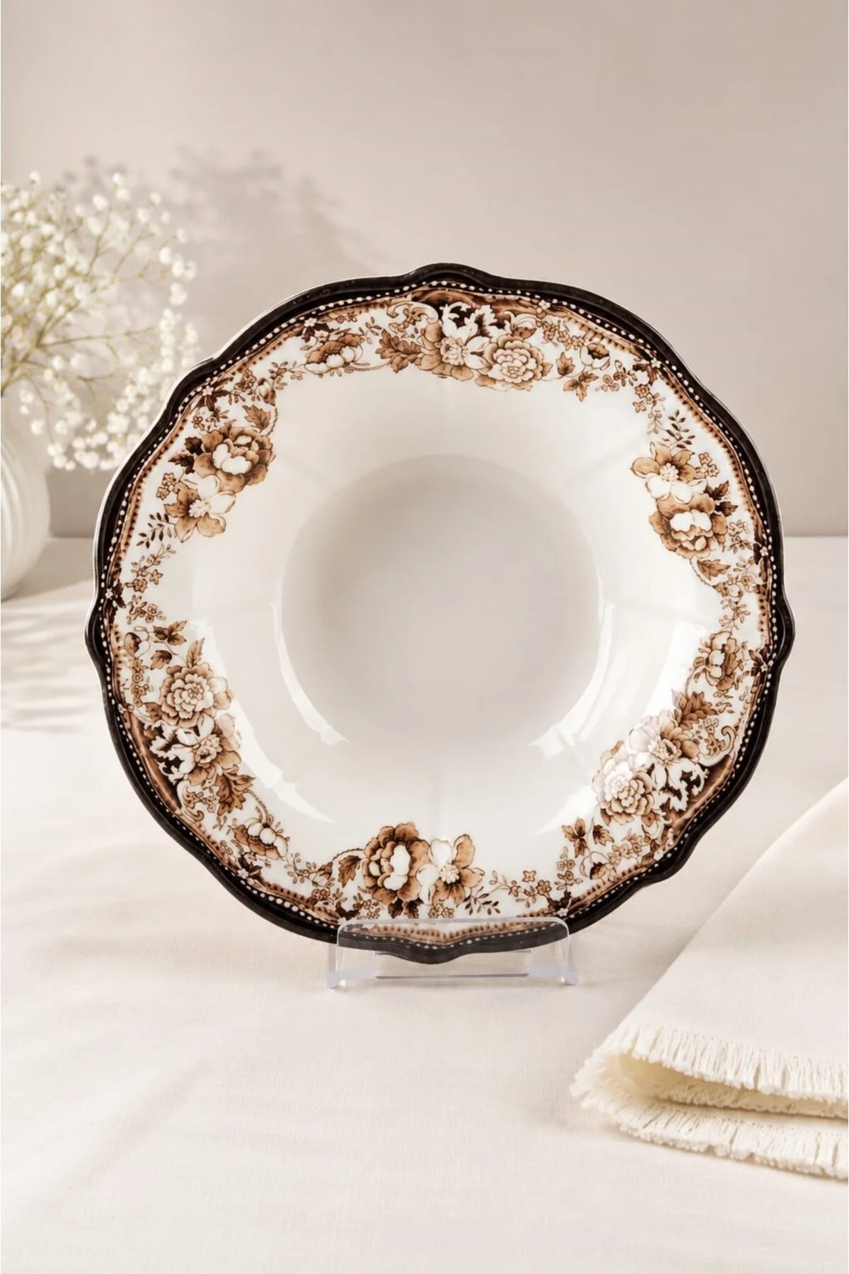 Porselen Velour Brown Fulya Bowl Kase 26cm Tekli - PORSER