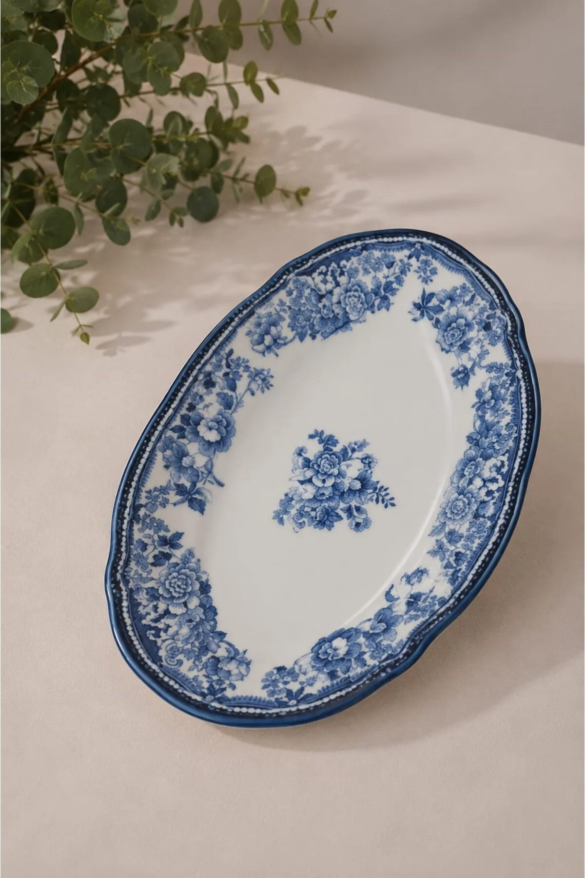 Porselen Velour Navy Fulya Kayık Tabak Seti 26cm 2 Parça - PORSER Görsel 2
