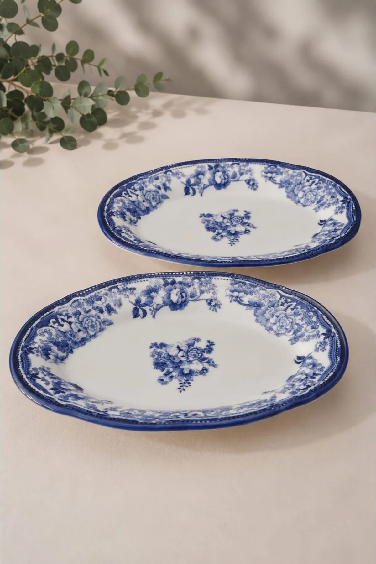 Porselen Velour Navy Fulya Kayık Tabak Seti 26cm 2 Parça - PORSER Görsel 3
