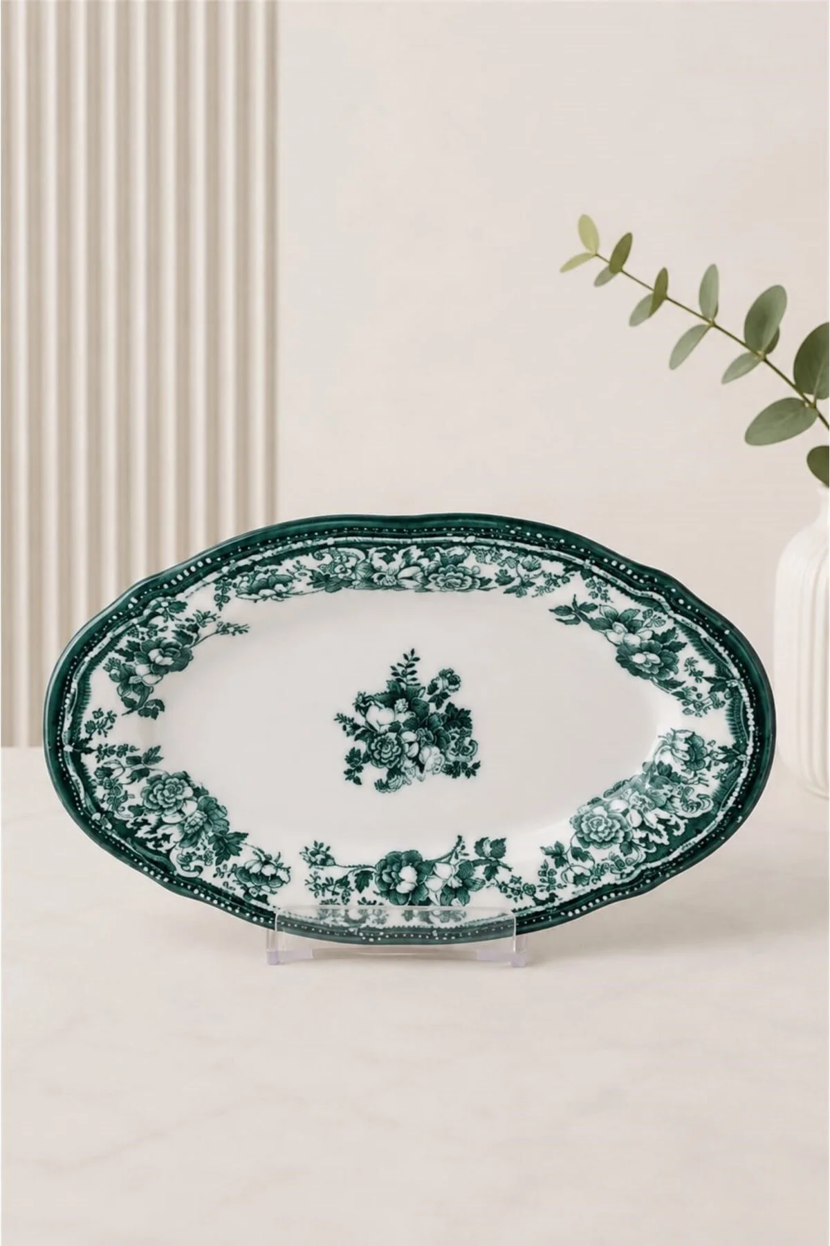 Porselen Velour Green Fulya Kayık Tabak 22cm 2 Parça - PORSER Görsel 3