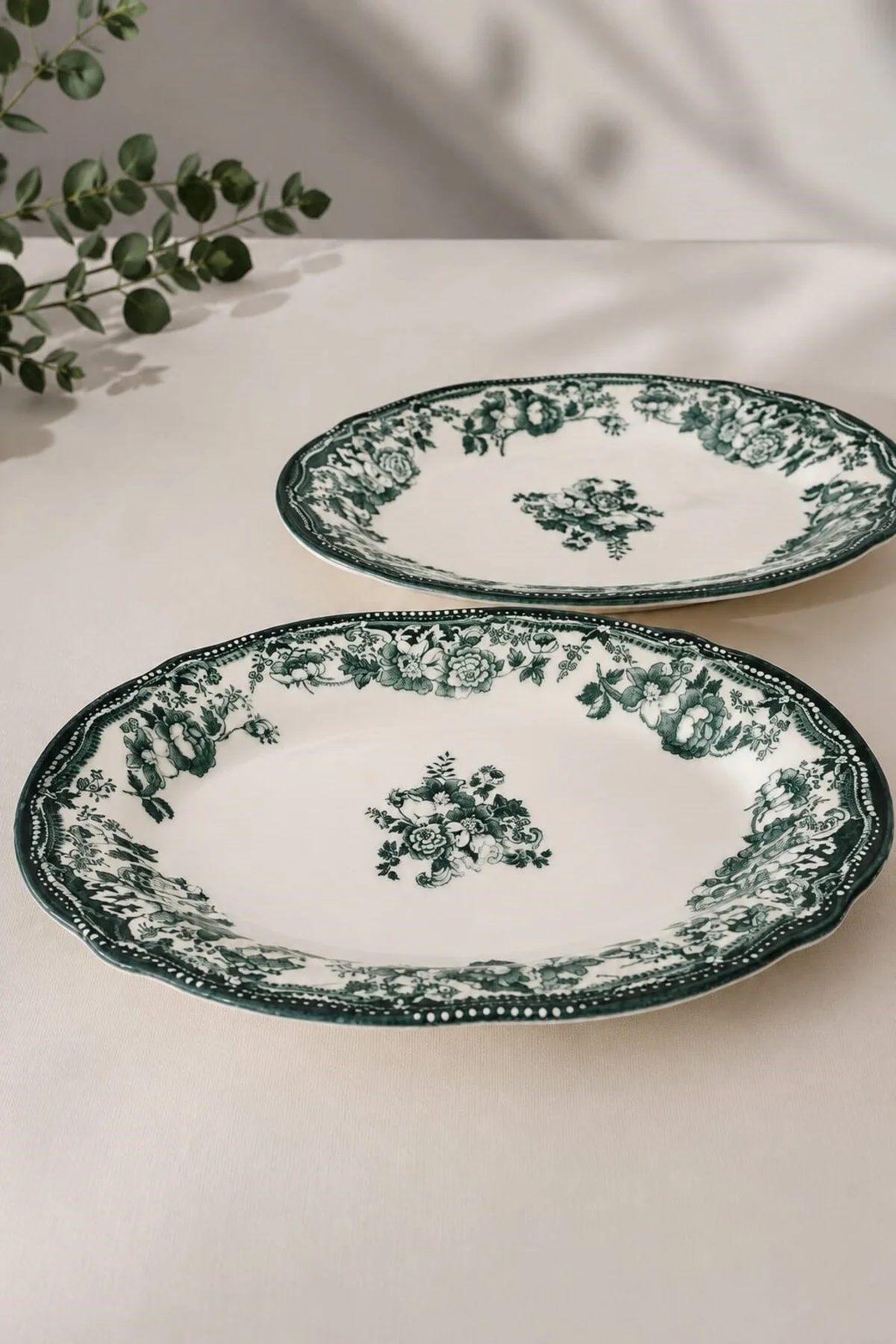 Porselen Velour Green Fulya Kayık Tabak Seti 26cm 2 Parça