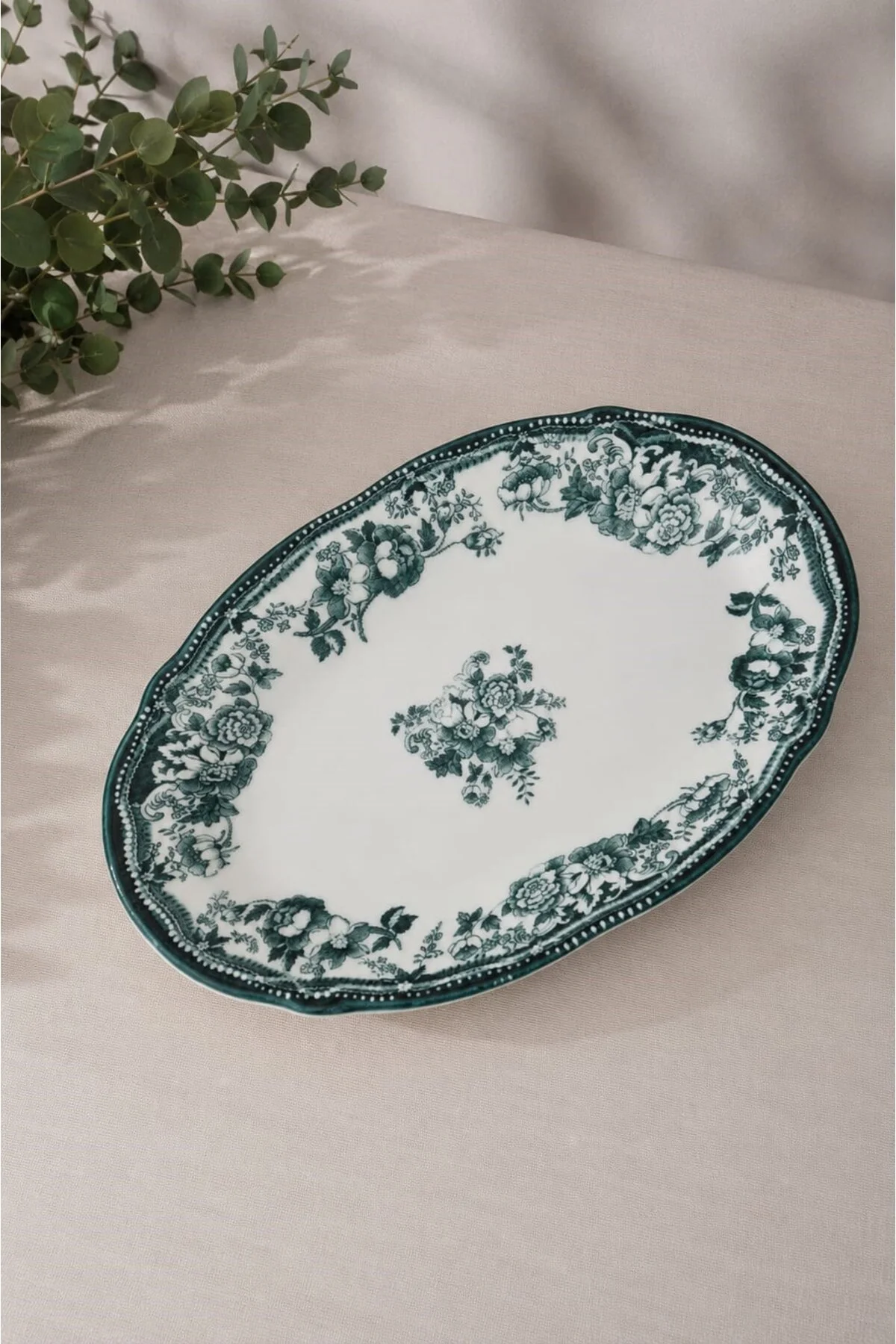 Porselen Velour Green Fulya Kayık Tabak Seti 26cm 2 Parça - PORSER Görsel 3