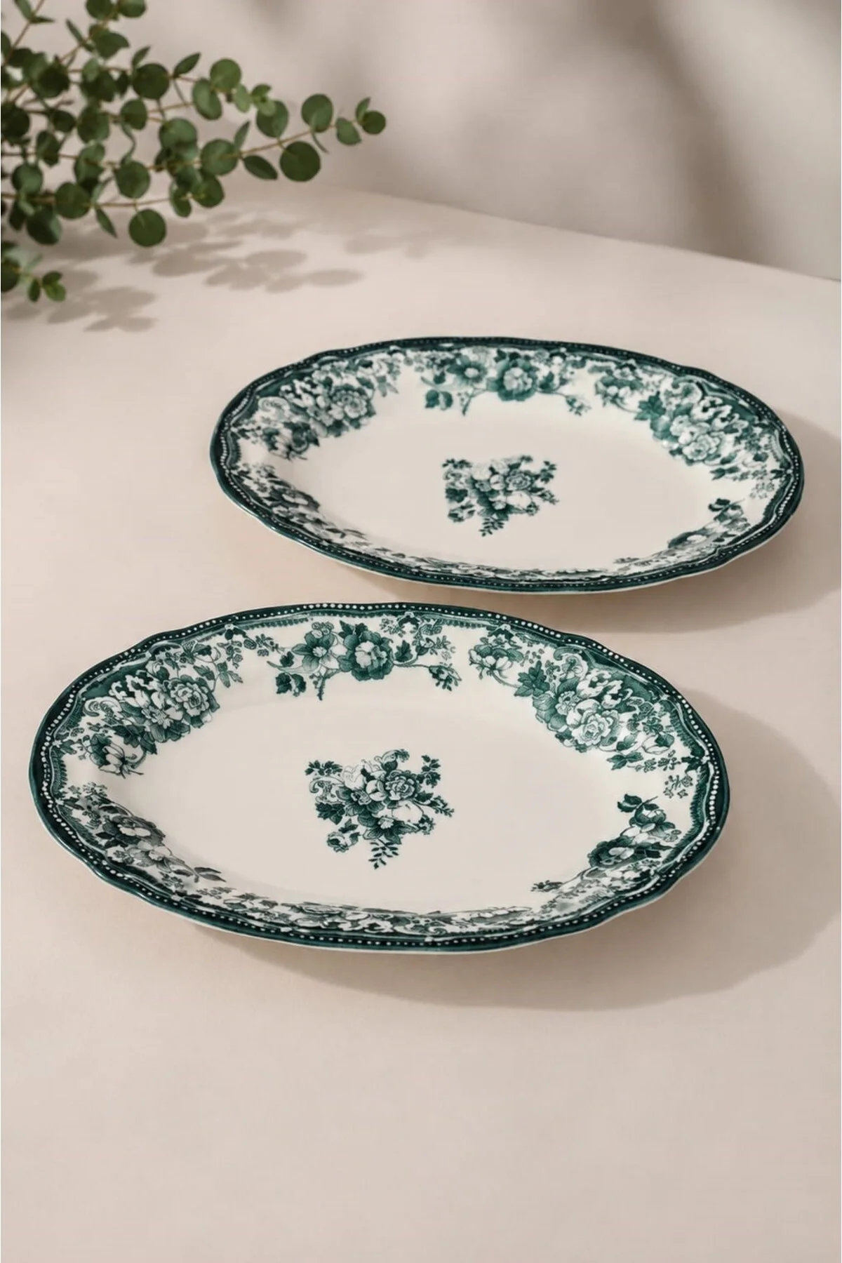 Porselen Velour Green Fulya Kayık Tabak Seti 26cm 2 Parça - PORSER Görsel 2