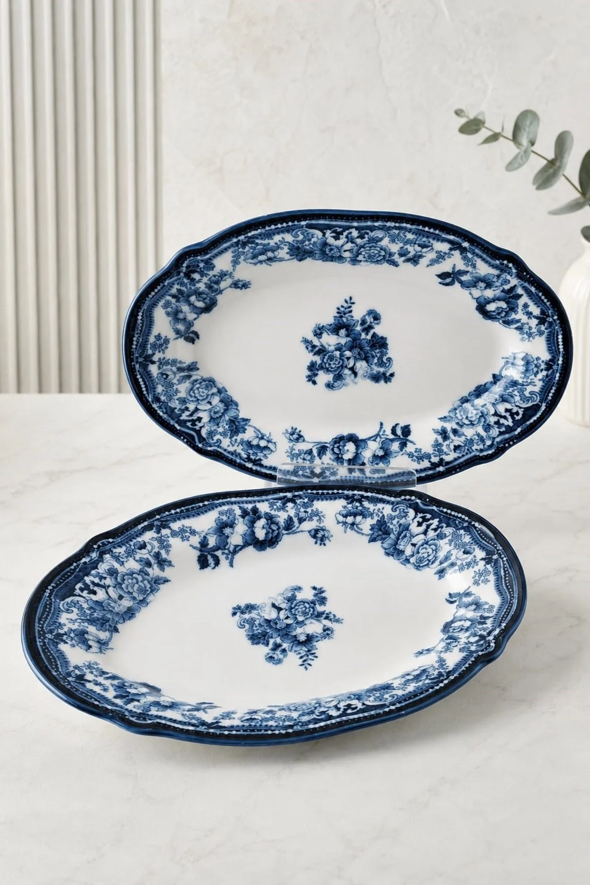 Porselen Velour Navy Fulya Kayık Tabak Seti 22cm 2 Parça - PORSER