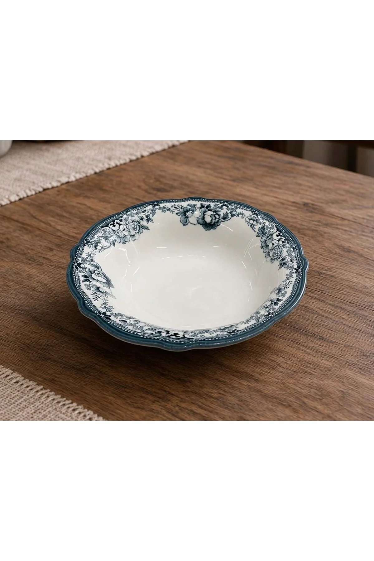 Porselen Velour Antrasit Fulya Bowl Kase 26cm Tekli
