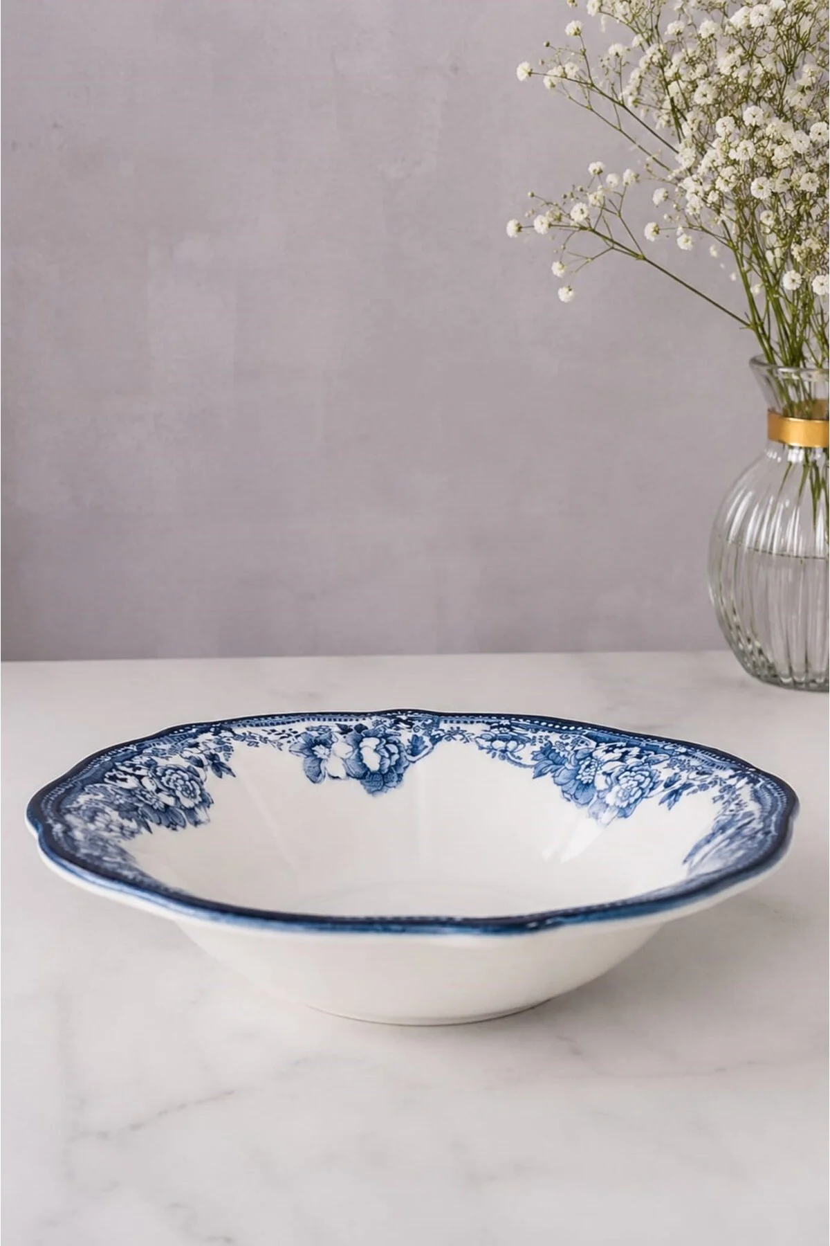 Porselen Velour Navy Fulya Bowl Kase 26cm Tekli - PORSER Görsel 2