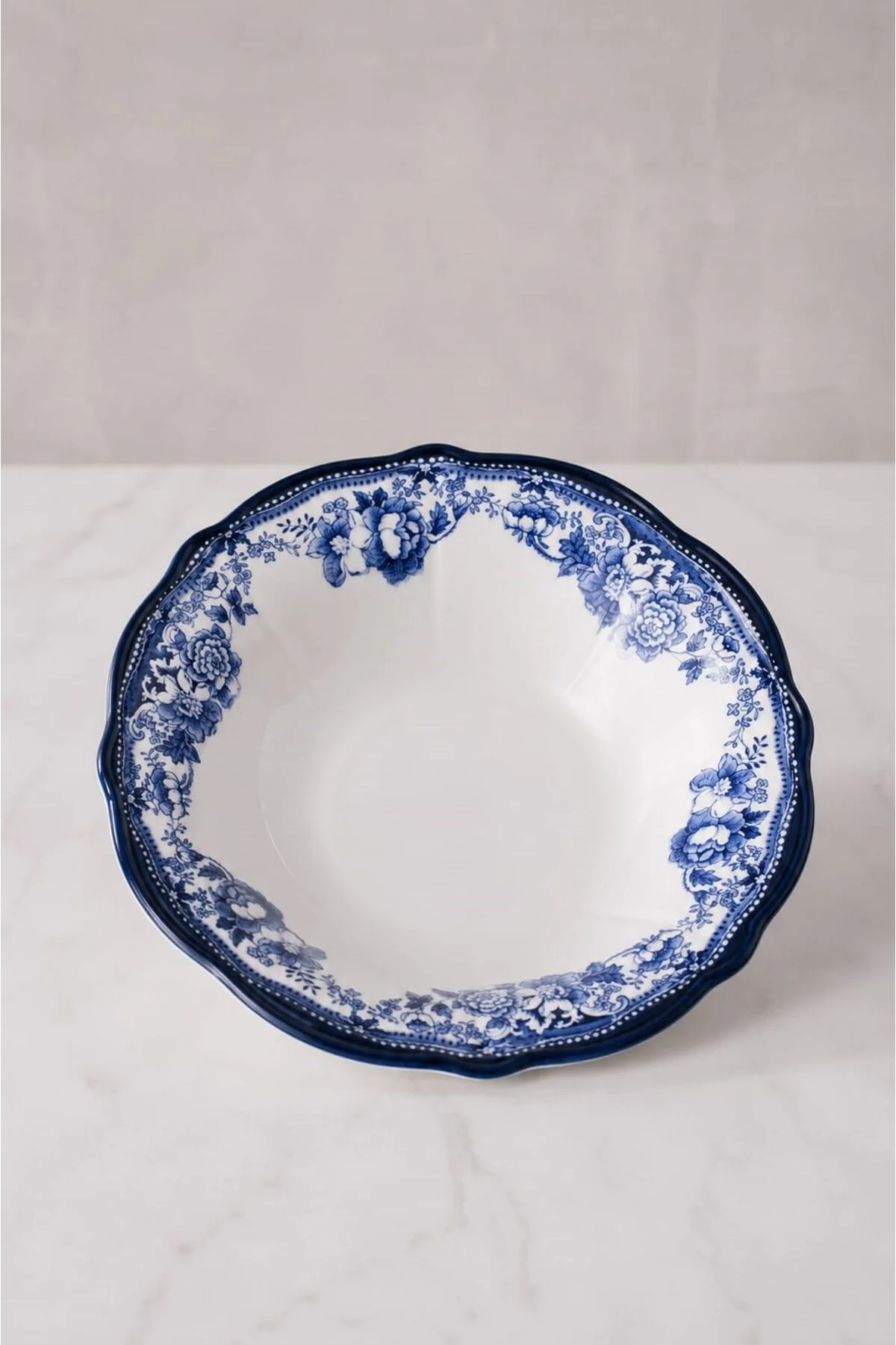 Porselen Velour Navy Fulya Bowl Kase 26cm Tekli