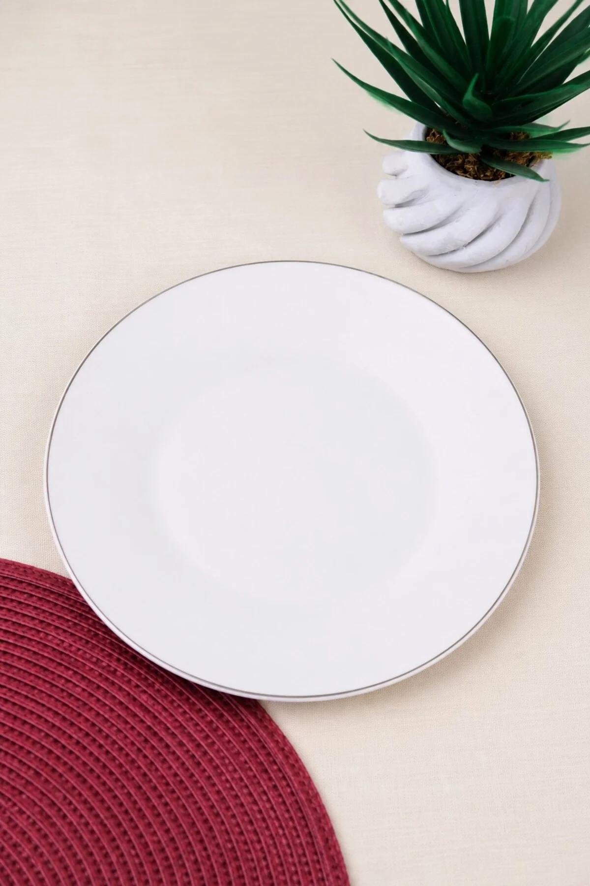 Tabak Evi Porselen Chic Platin Yaldızlı Pasta Tabağı 20,50cm Tekli - tabakevi Görsel 2