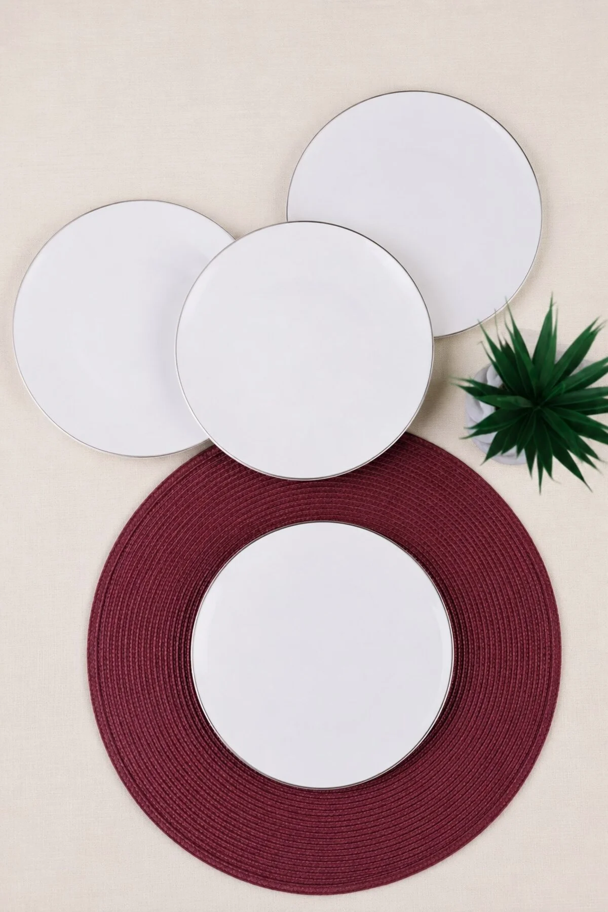 Tabak Evi Porselen Chic Platin Yaldızlı Pasta Tabağı 20,50cm 4 lü