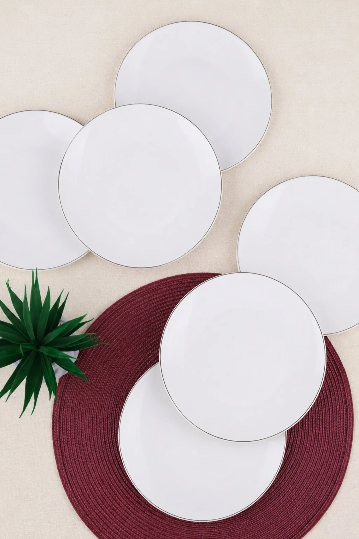 Tabak Evi Porselen Chic Platin Yaldızlı Pasta Tabağı 20,50cm 6 lı
