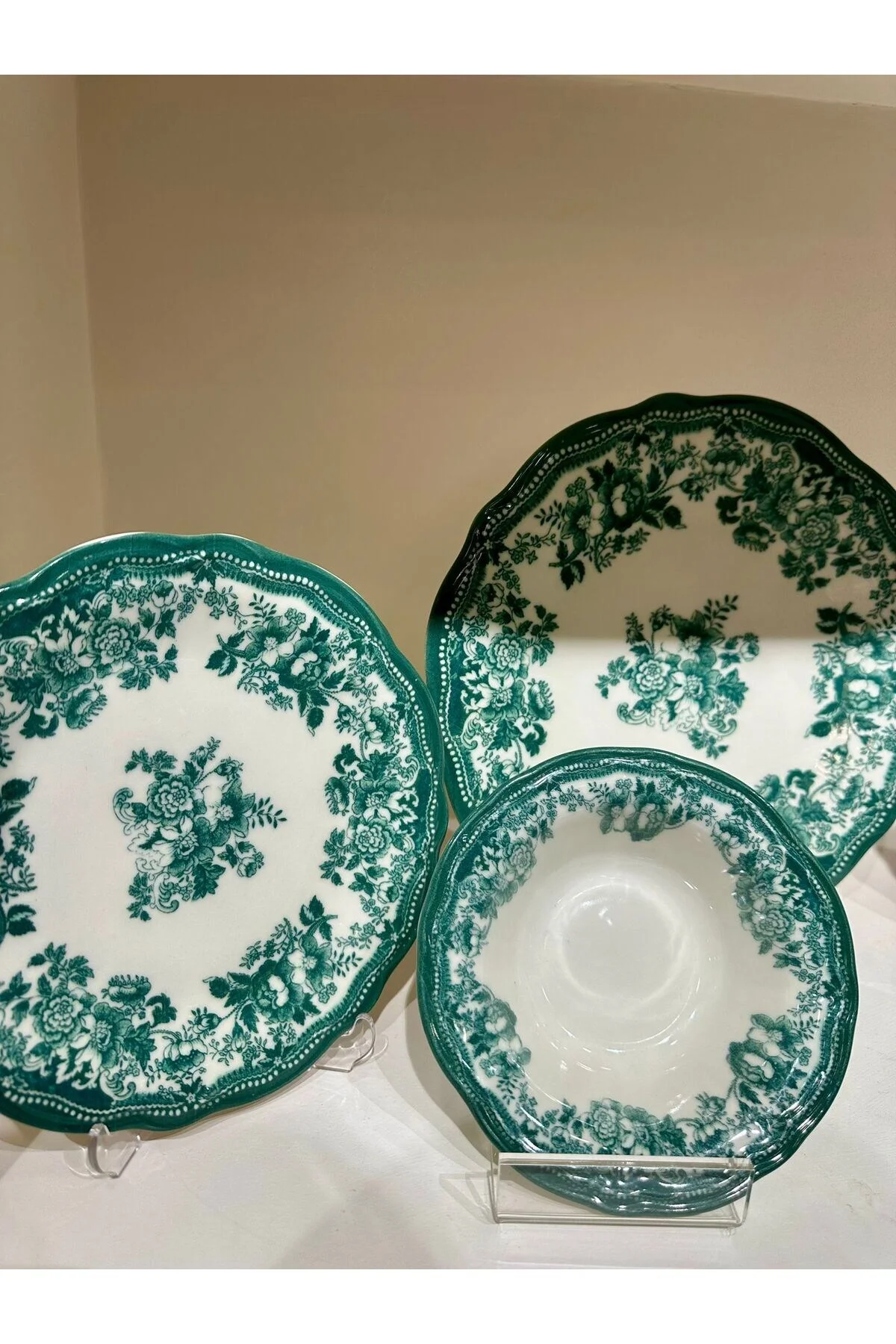 Tabak Evi Porselen Kadife Yemek Takımı Yeşil 6 Kişilik 24 Parça - tabakevi Görsel 4