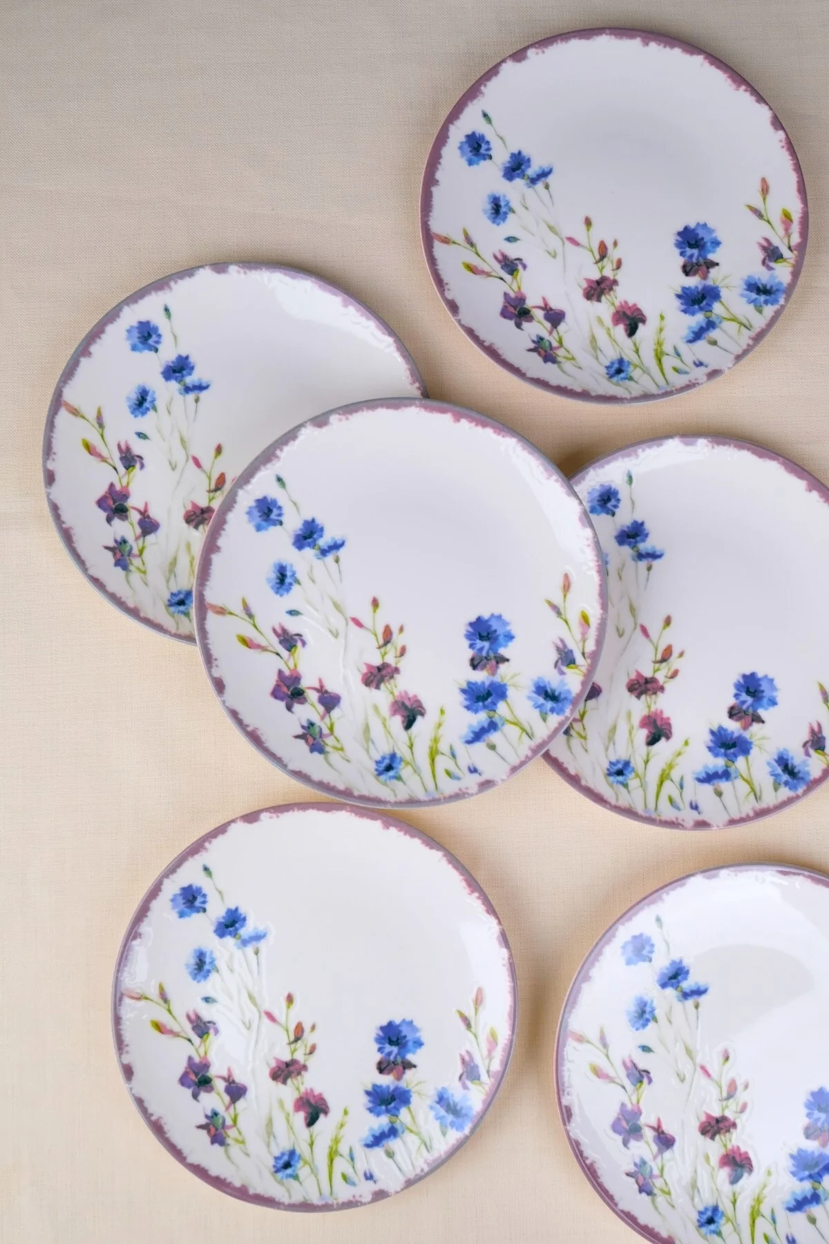 Tabak Evi Porselen Morden Pasta Tabağı Seti 19,50cm 6 Kişilik 6 Parça - tabakevi Görsel 2