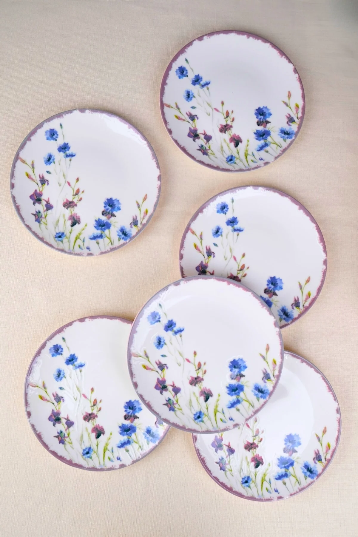 Tabak Evi Porselen Morden Pasta Tabağı Seti 19,50cm 6 Kişilik 6 Parça